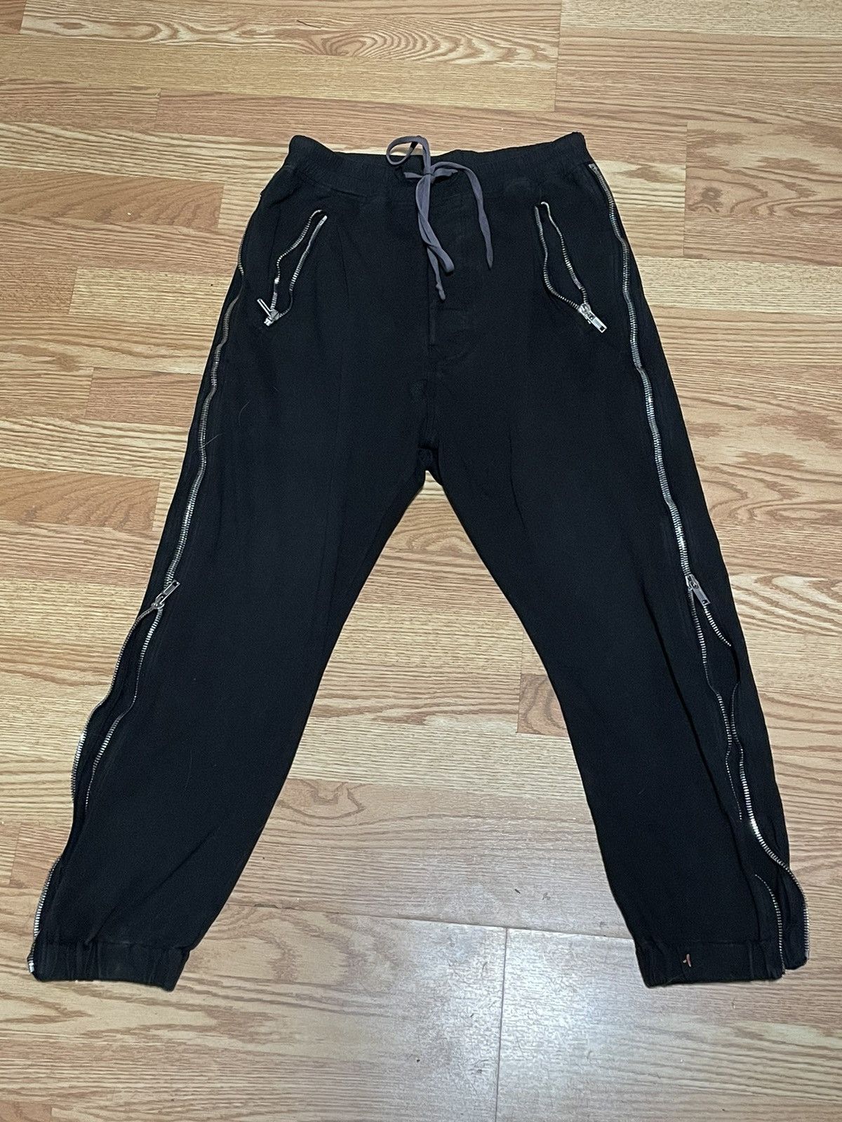 image of Rick Owens Tecuatl Side Zipper Joggers in Black, Men's (Size 31)