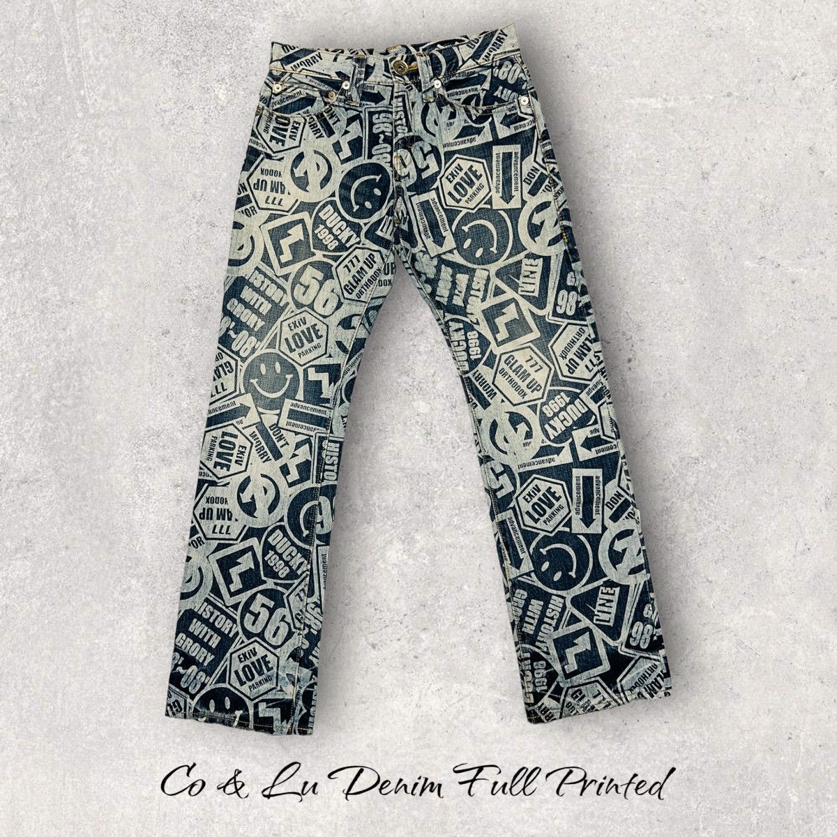 Hysteric Glamour × Japanese Brand × Vintage 🔥Last Drop🔥Vintage Co & Lu Denim Printed Smiley Jeans Size US 30 / EU 46 - 1 Thumbnail