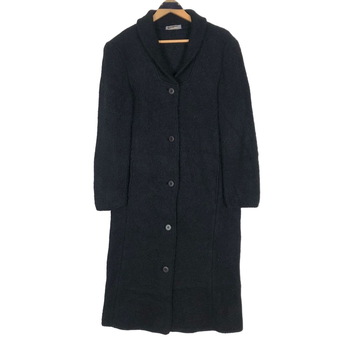 image of Vintage 80's Issey Miyake Long Coat Wool Shaw Collar in Black, Women's (Size Small)