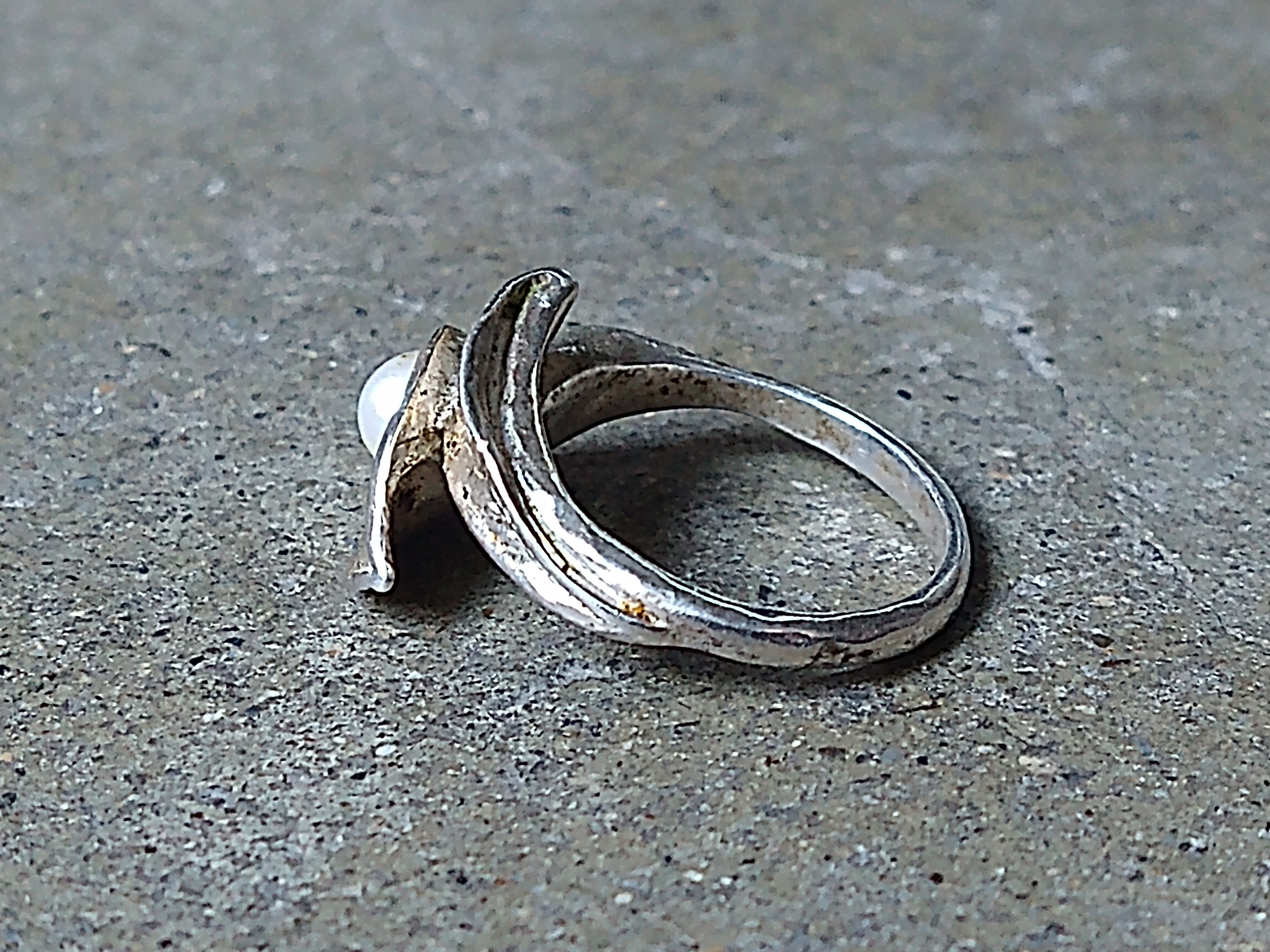 Jewelry Vintage Sterling Silver Ring Pearl Size 6.75 Lily Flower Size ONE SIZE - 11 Thumbnail