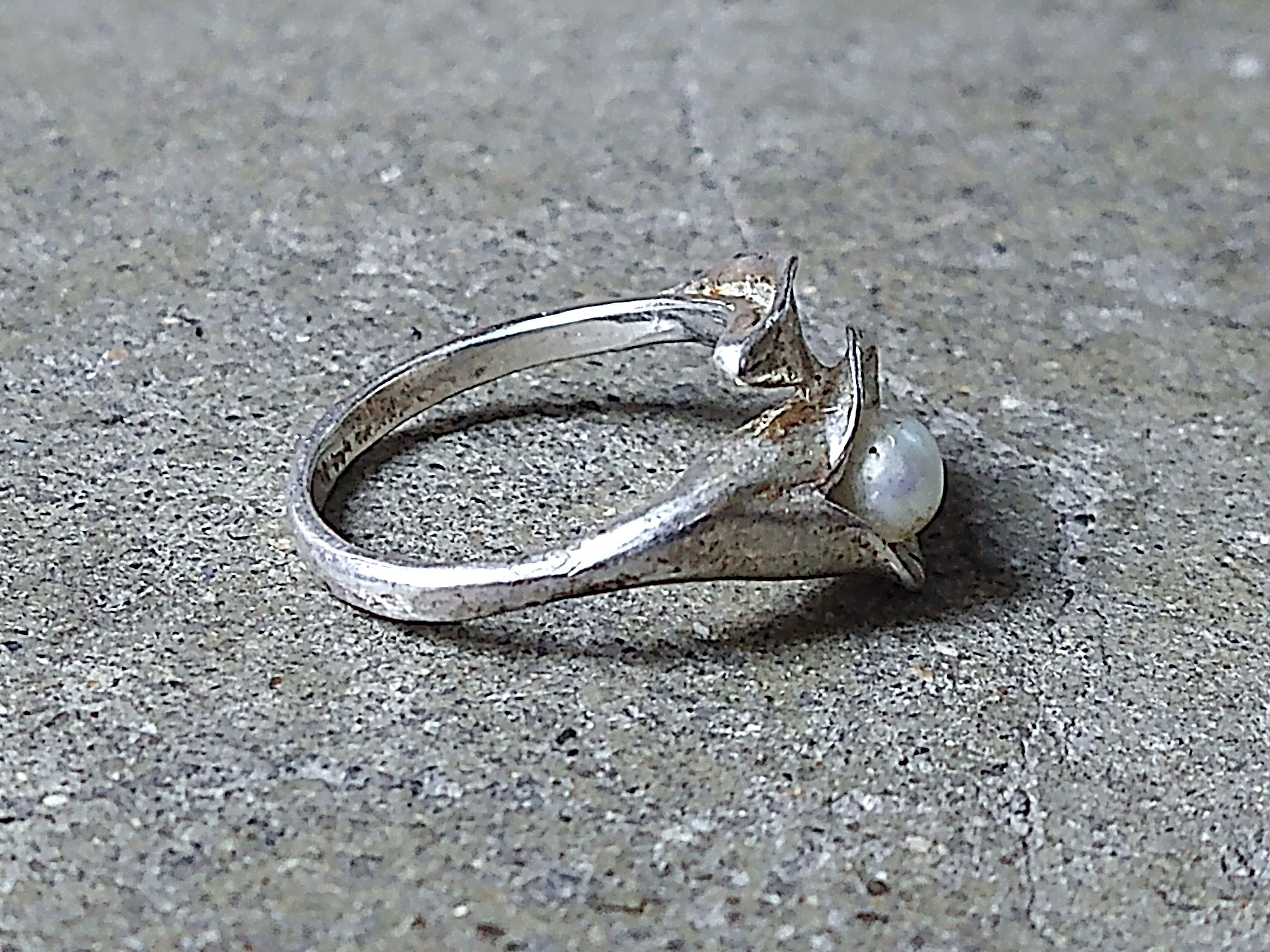 Jewelry Vintage Sterling Silver Ring Pearl Size 6.75 Lily Flower Size ONE SIZE - 6 Thumbnail