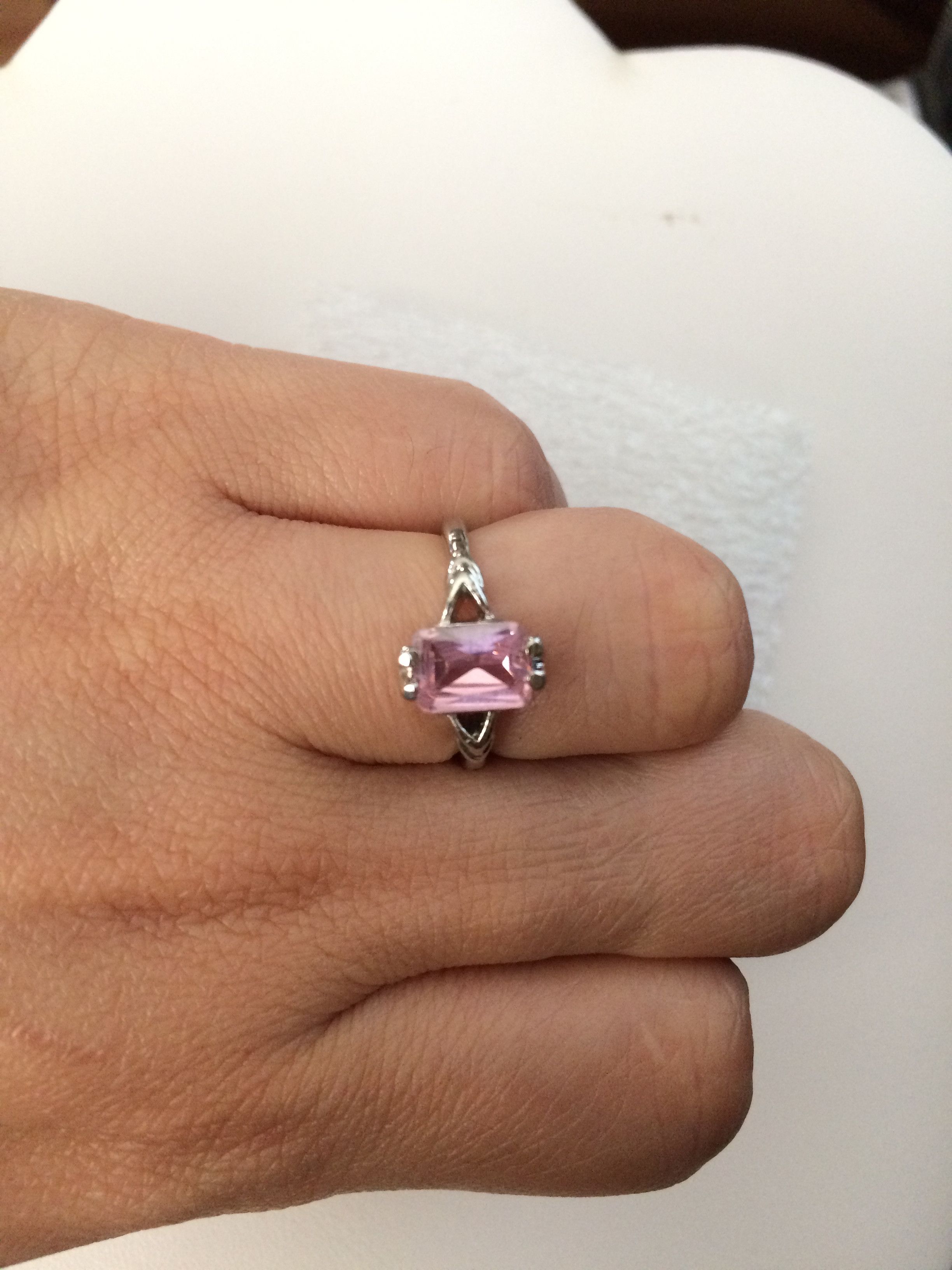 Jewelry Pink CZ Ring - Size 5.25 Size ONE SIZE - 3 Thumbnail