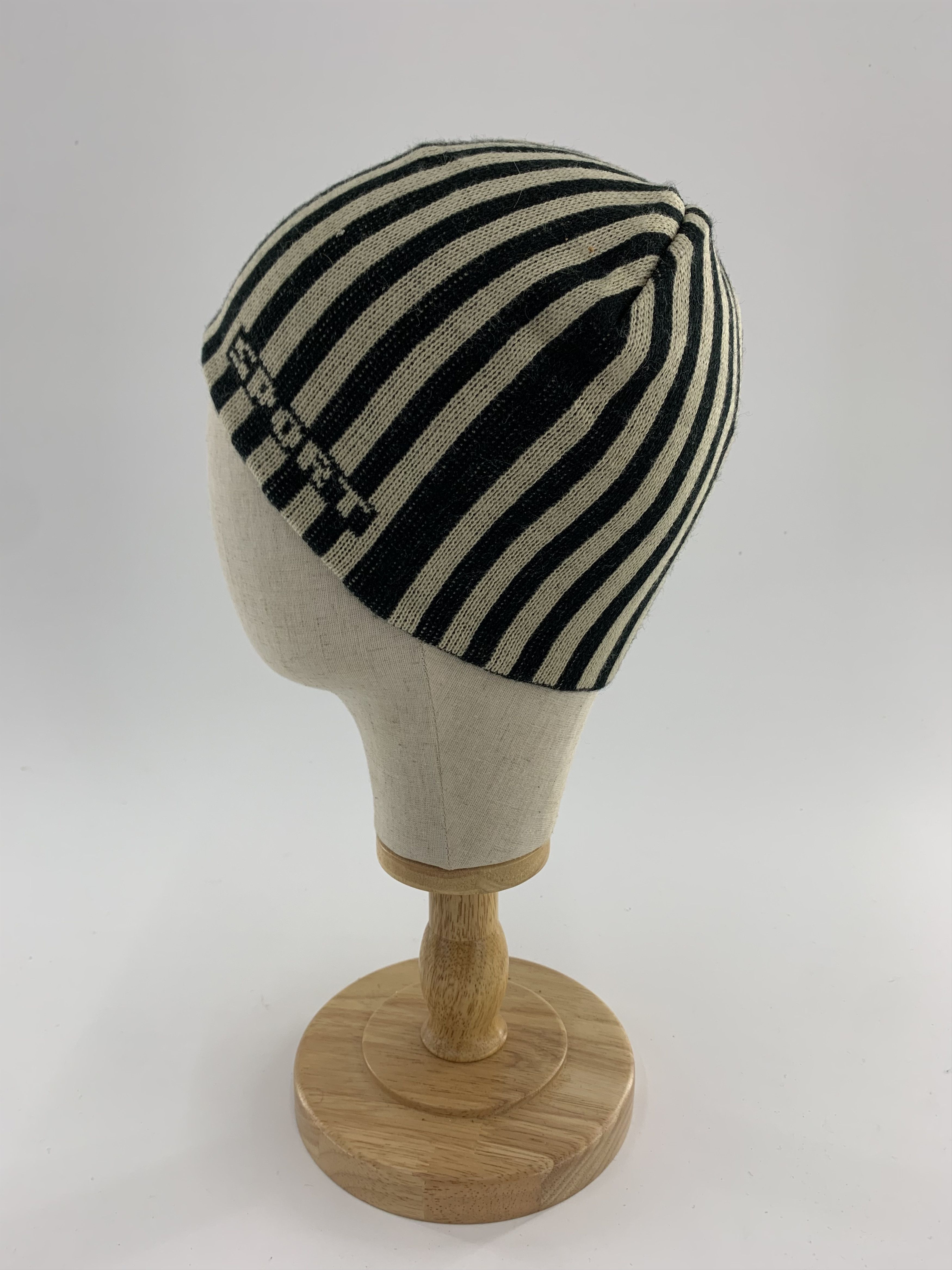 image of Sport Stripe Jail Beanie Hats - B3015 in Black White, Men's