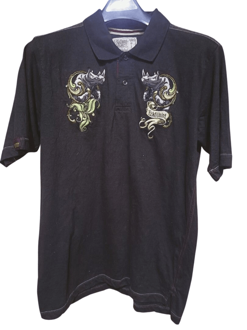 image of Ecko Unltd X Sukajan Polo Shirt Y2K in Black, Men's (Size Large)