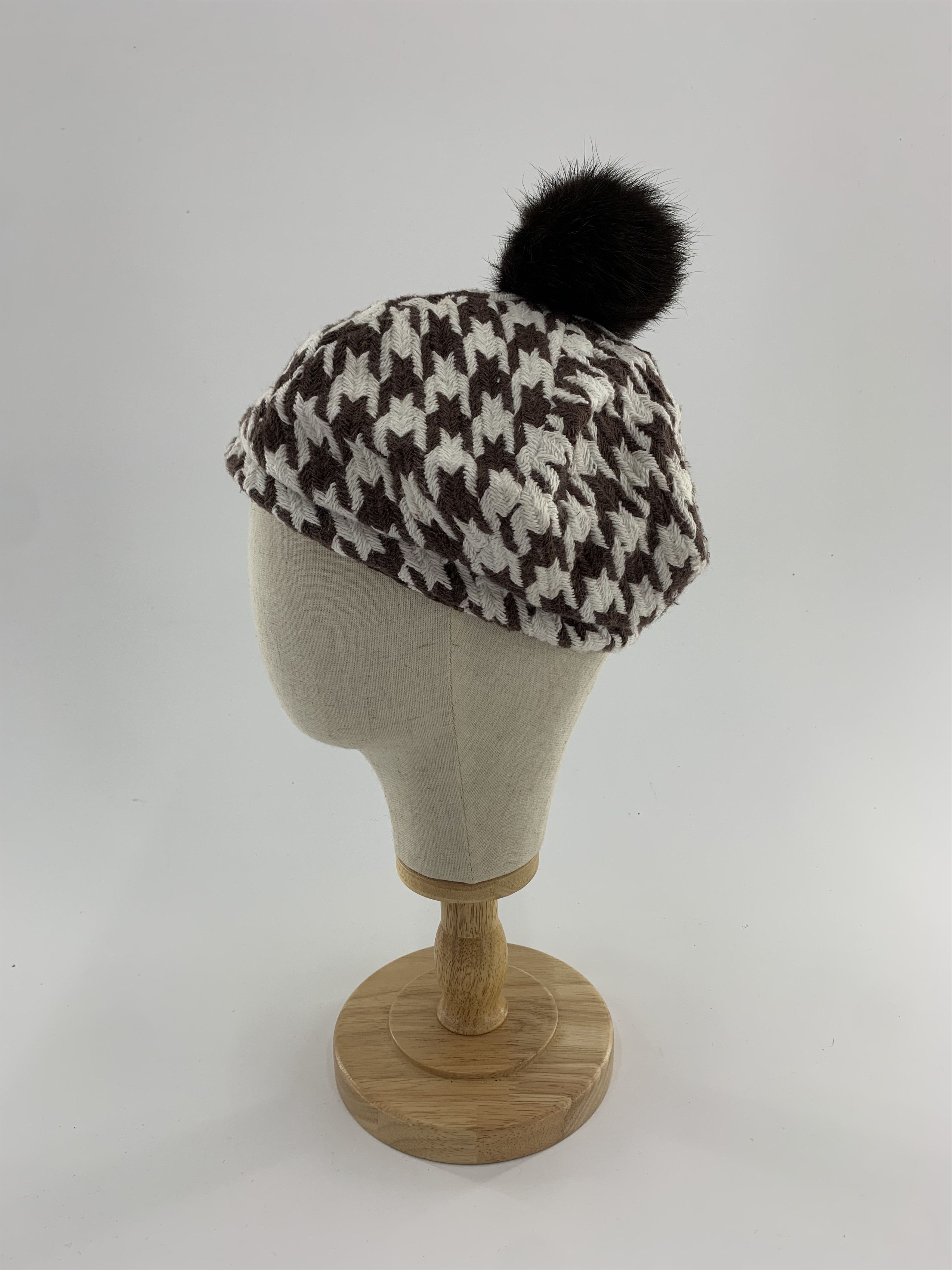 Other Houndstooth Beret Hat Beanie - B3034 Size ONE SIZE - 2 Thumbnail