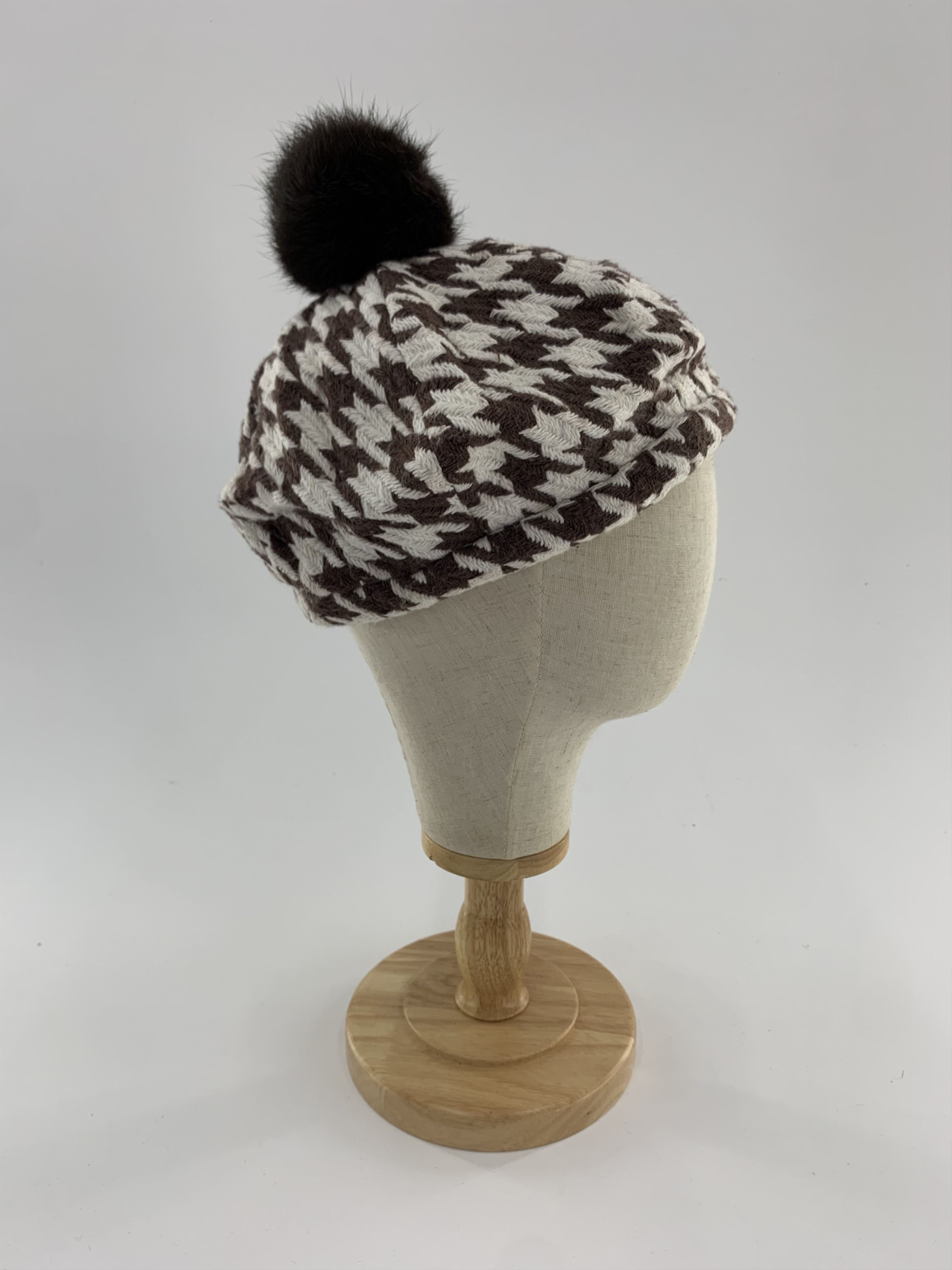 Other Houndstooth Beret Hat Beanie - B3034 Size ONE SIZE - 4 Thumbnail