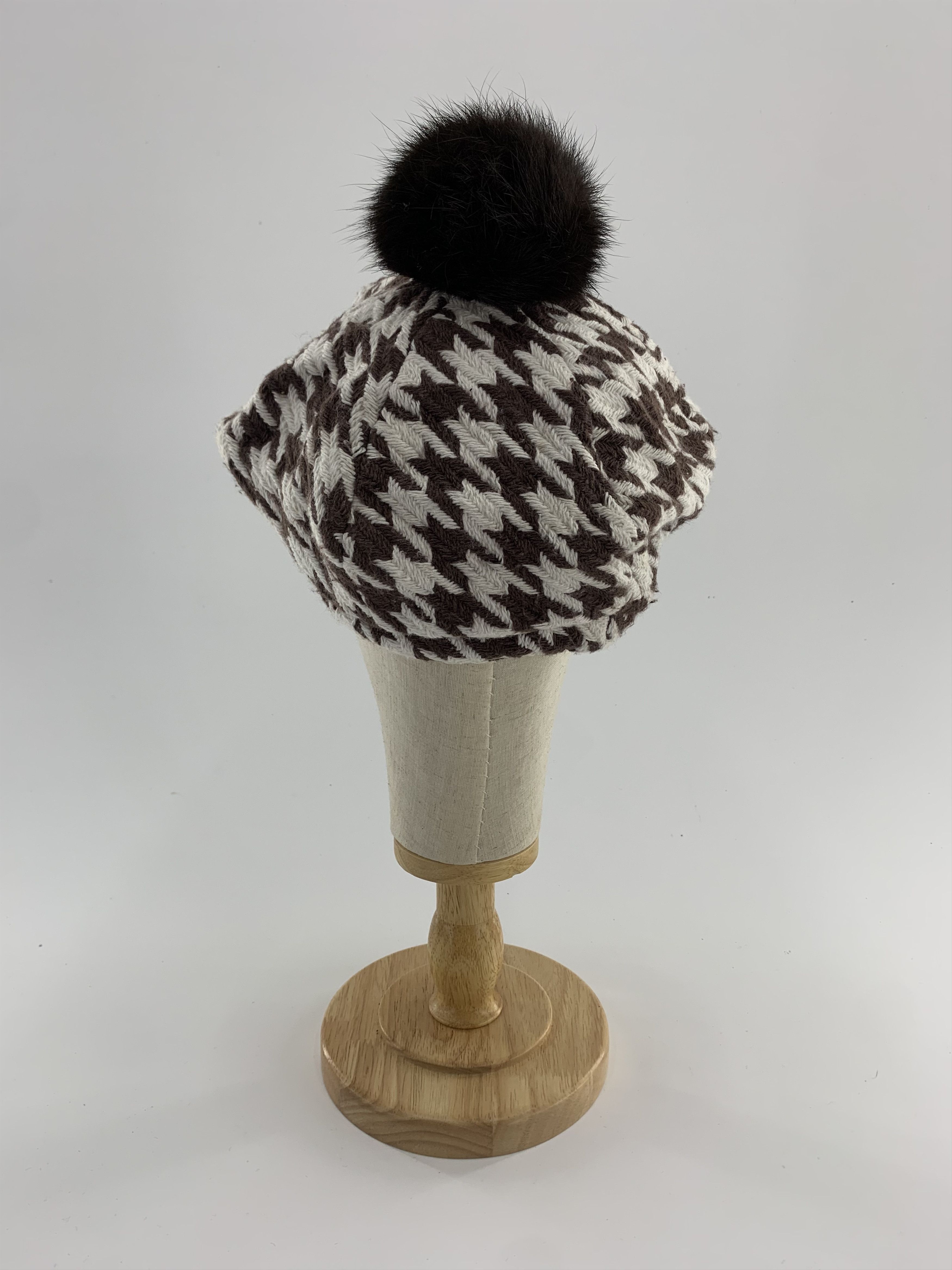 Other Houndstooth Beret Hat Beanie - B3034 Size ONE SIZE - 3 Thumbnail