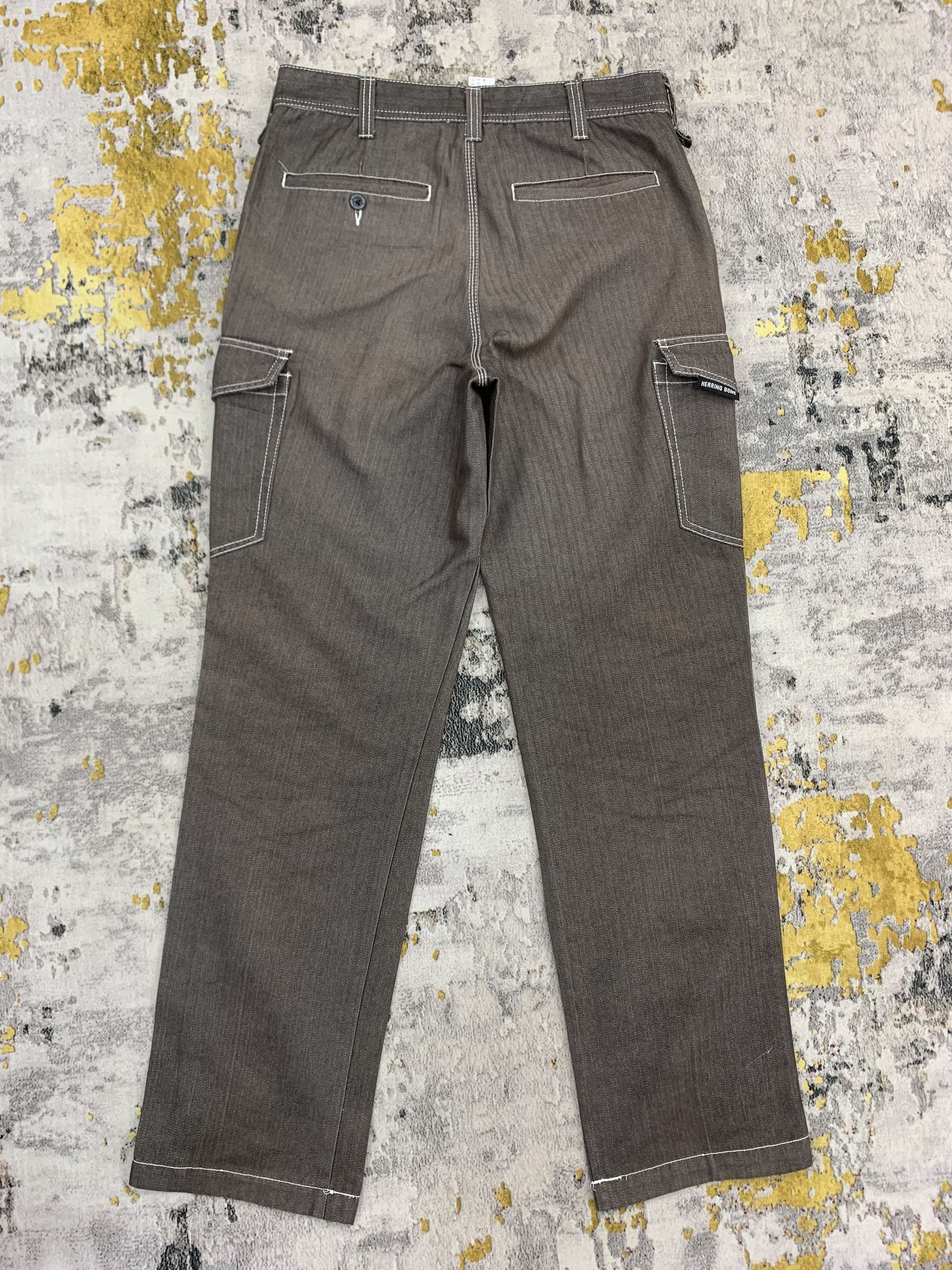 Vintage Herringbone Trouser Cargo Pants 29x42 Size US 29 - 3 Thumbnail