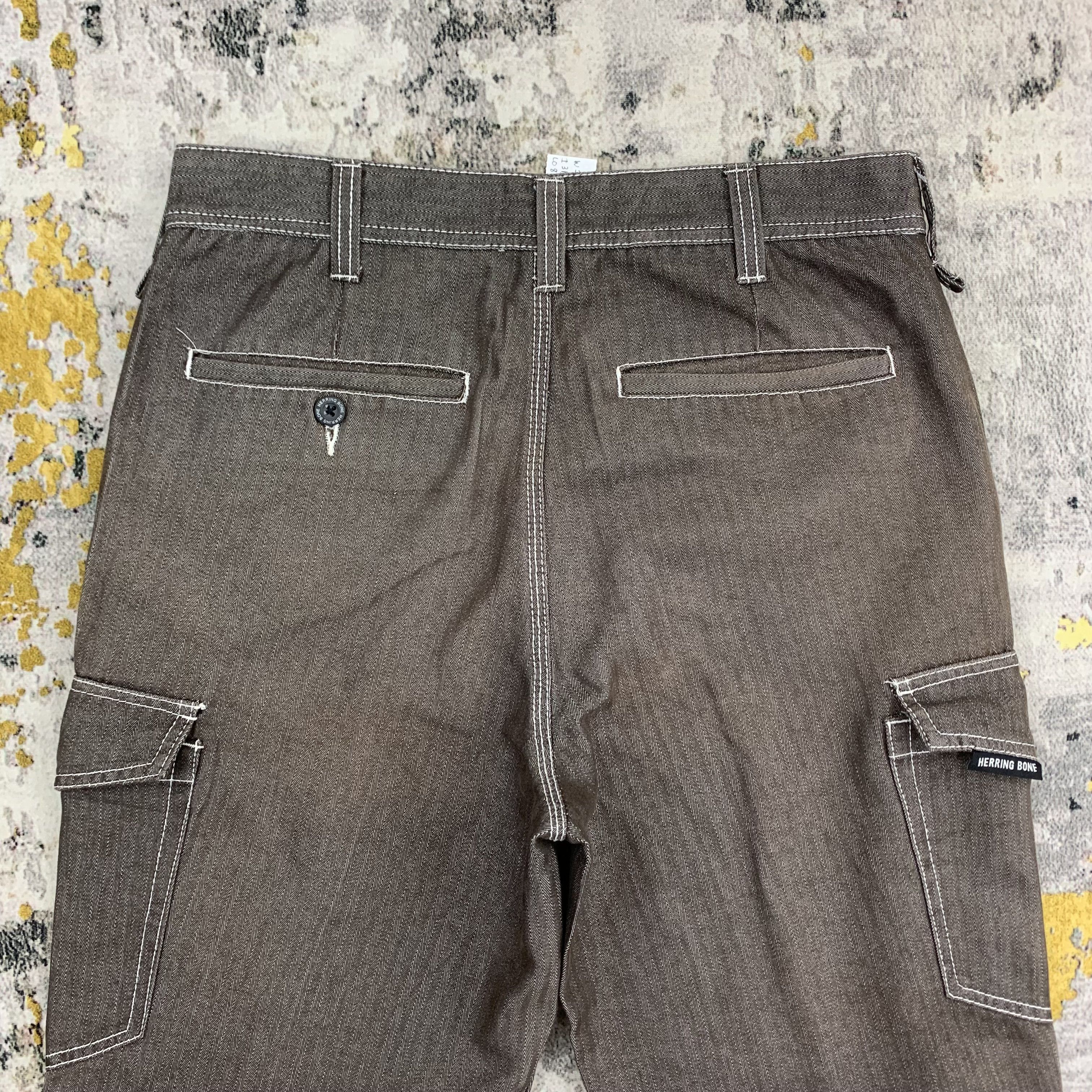 Vintage Herringbone Trouser Cargo Pants 29x42 Size US 29 - 4 Thumbnail