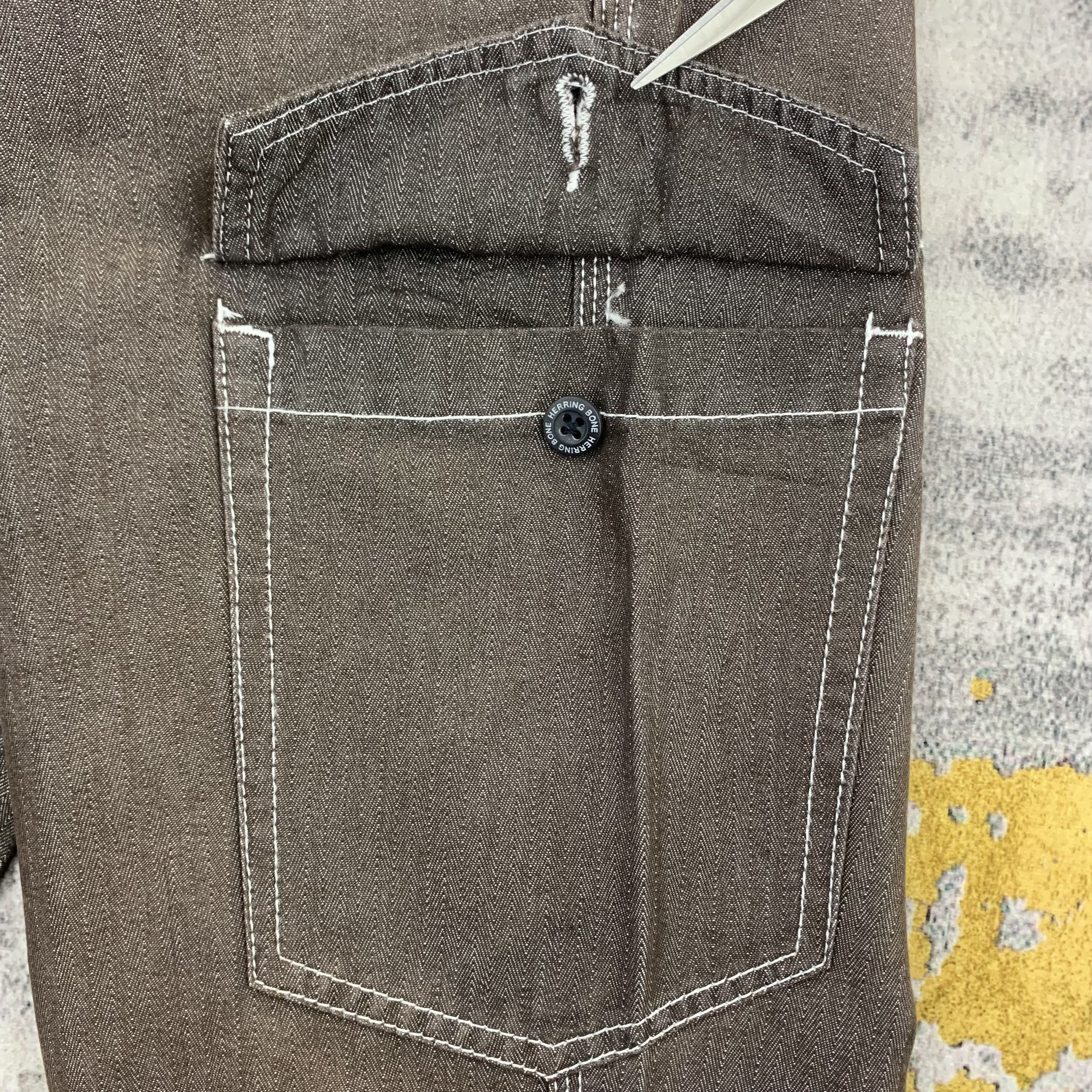 Vintage Herringbone Trouser Cargo Pants 29x42 Size US 29 - 6 Thumbnail