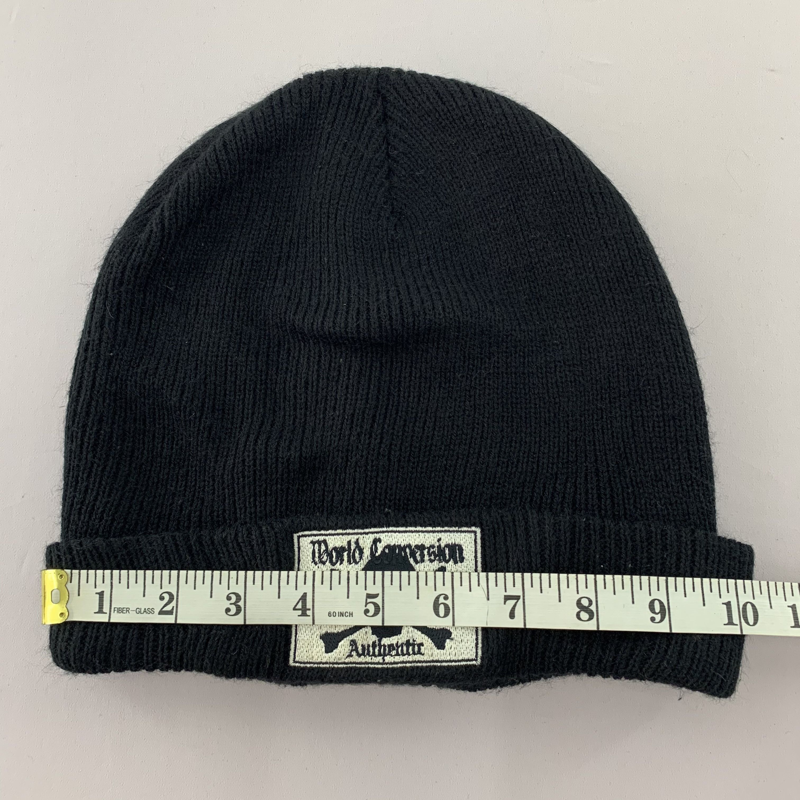 Japanese Brand World Conversion Skull Black Beanie Embroidered Size ONE SIZE - 7 Thumbnail