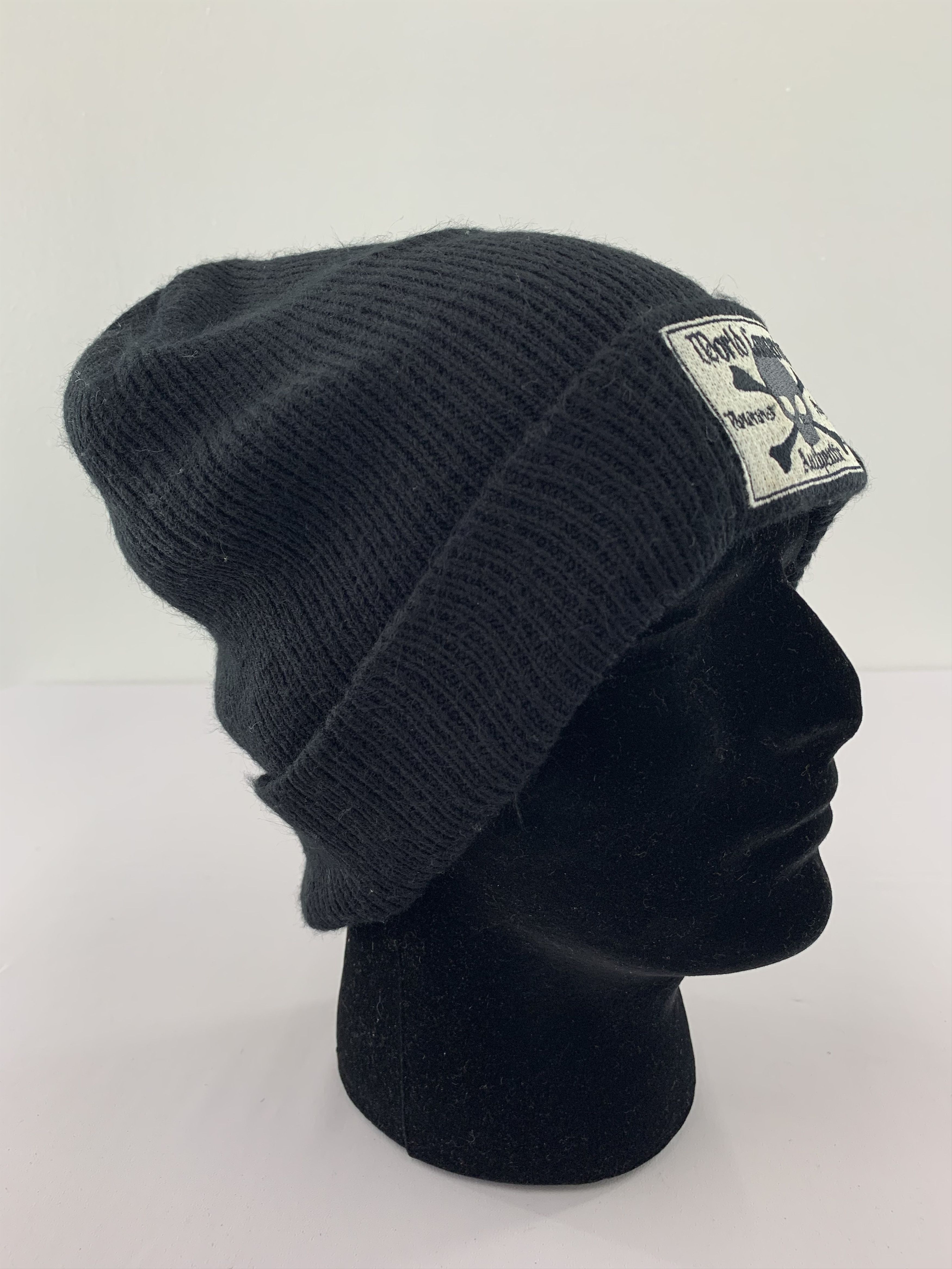Japanese Brand World Conversion Skull Black Beanie Embroidered Size ONE SIZE - 2 Thumbnail