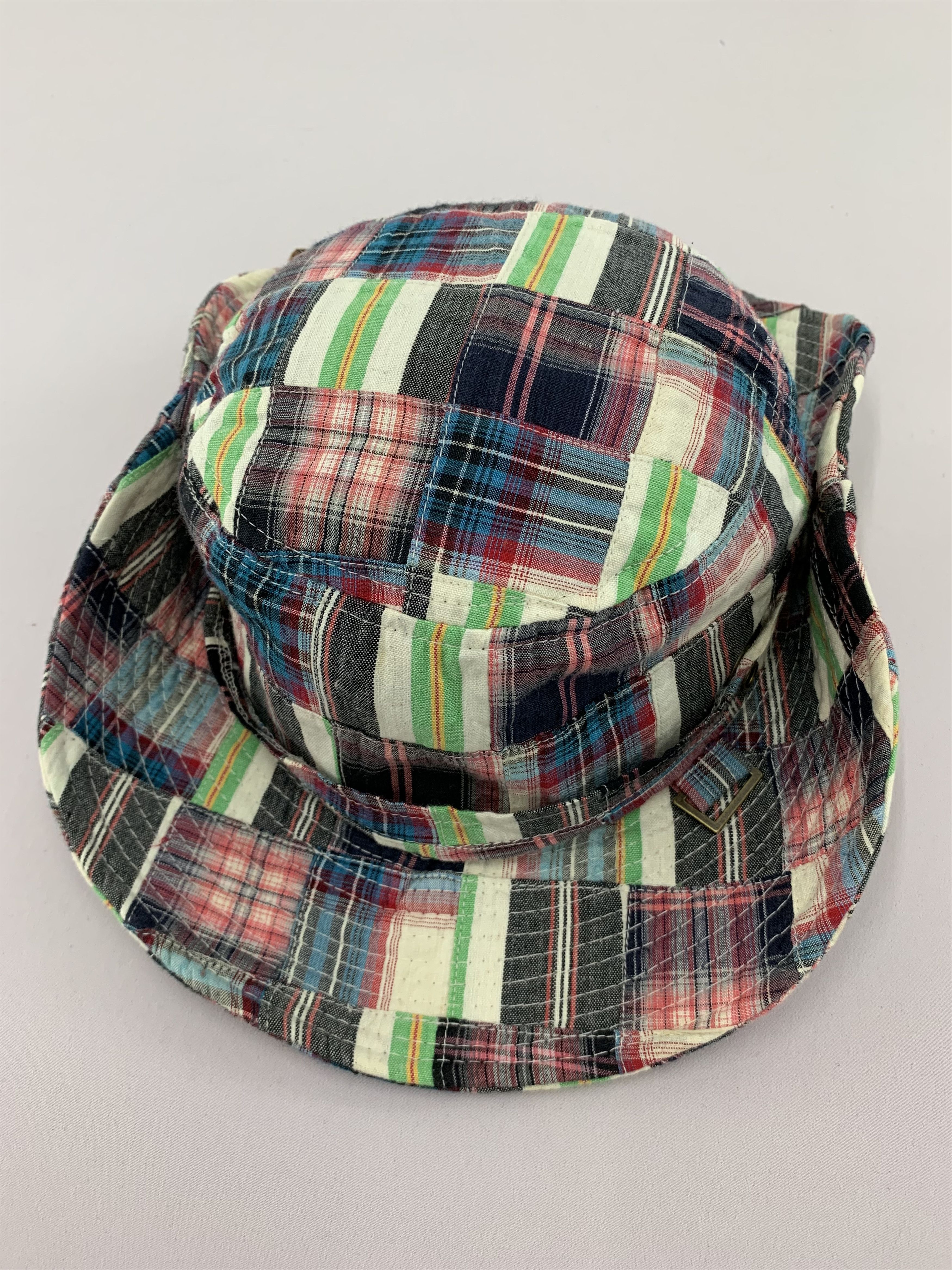 Vintage Patchwork Bucket Hats Strap Leather - S3013 Size ONE SIZE - 8 Thumbnail