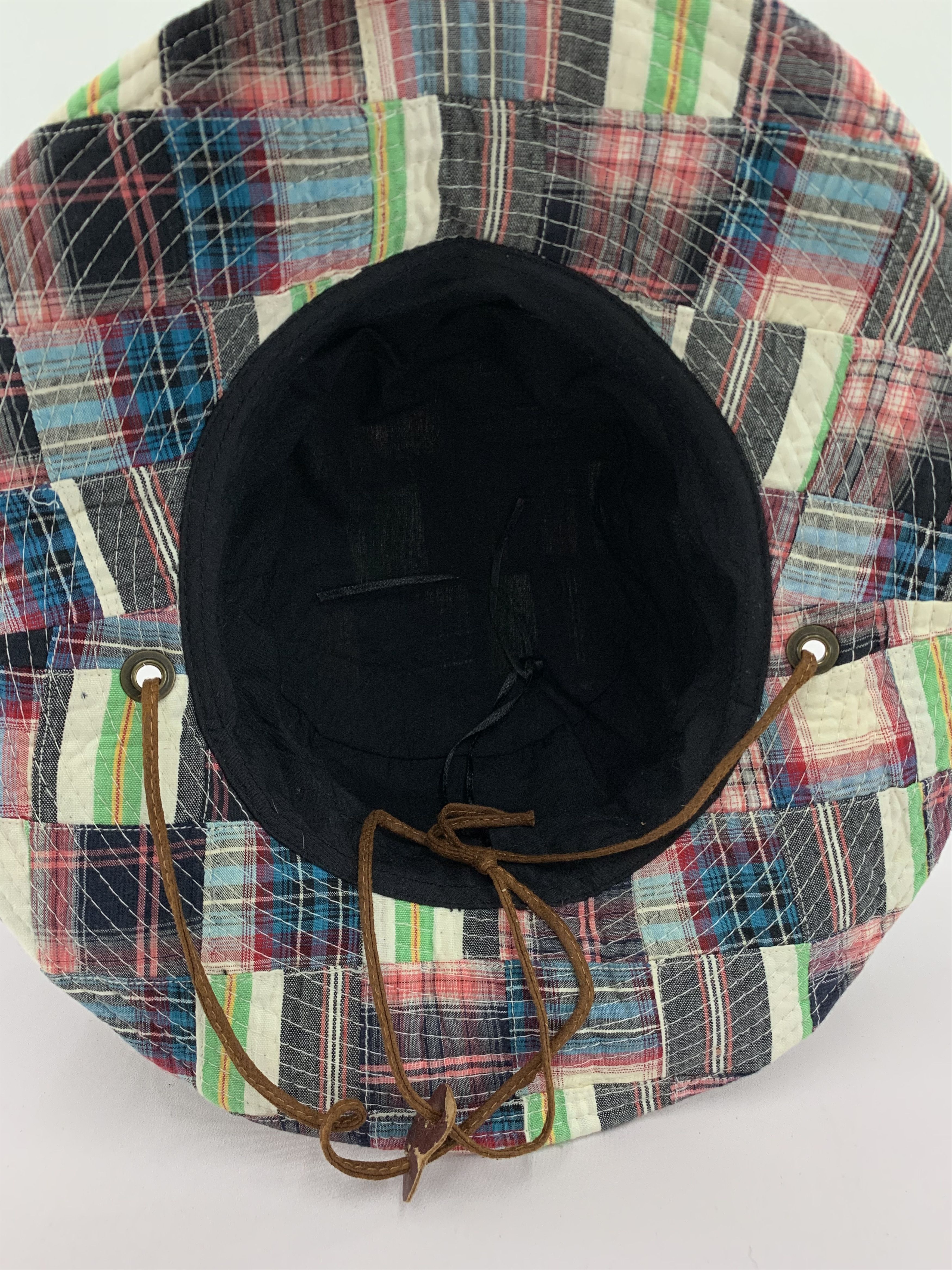 Vintage Patchwork Bucket Hats Strap Leather - S3013 Size ONE SIZE - 5 Thumbnail