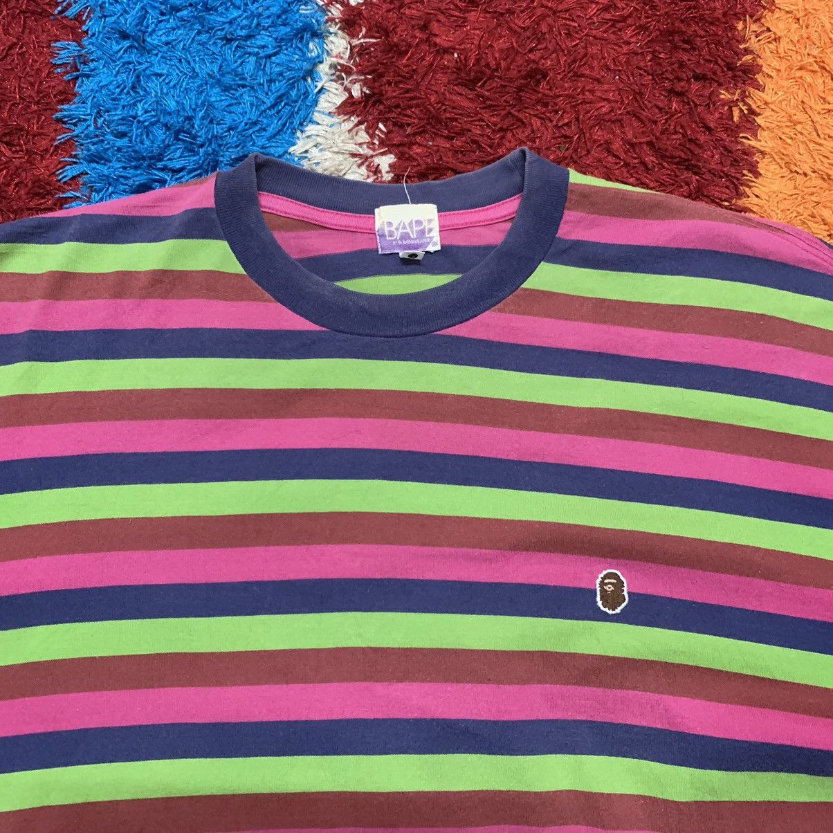 Bape One Point Striped Tee Size US XL / EU 56 / 4 - 18 Thumbnail