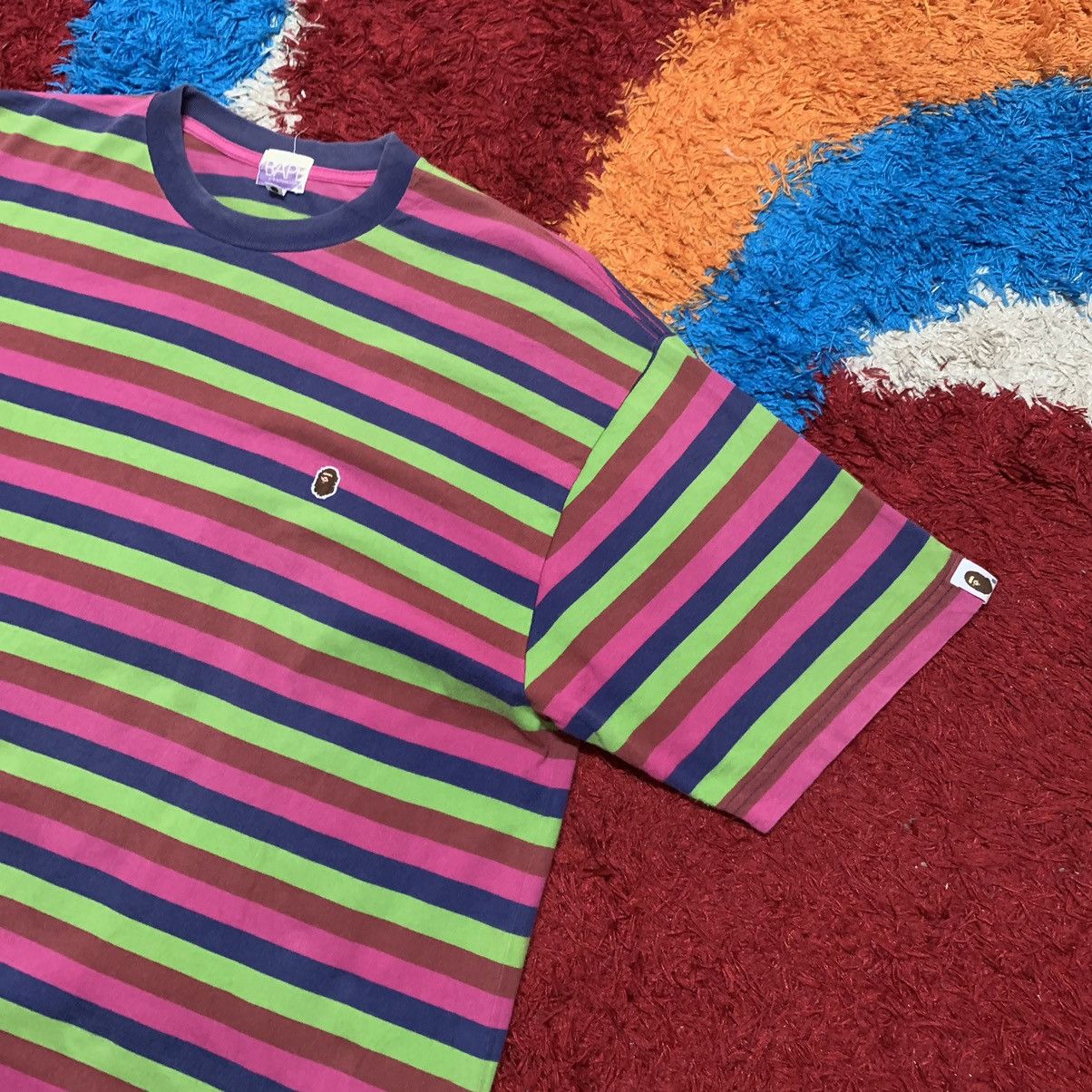 Bape One Point Striped Tee Size US XL / EU 56 / 4 - 19 Thumbnail