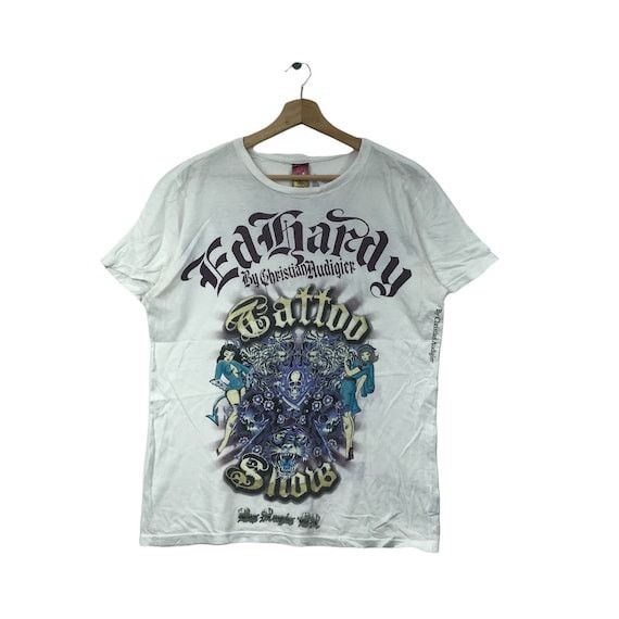 Vtg CHRISTIAN AUDIGIER PARIS Ed Hardy Tattoo Show Tee Shirt