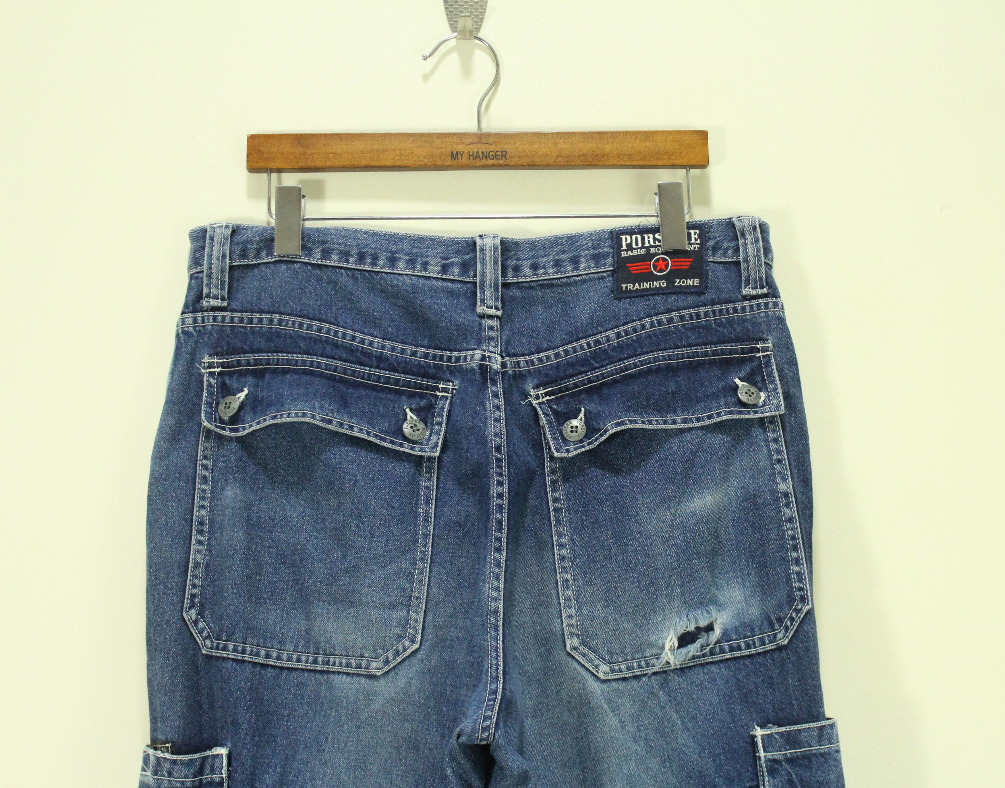Vintage Vintage PORSCHE DENIM Cargo Bondage Distressed Baggy Size US 36 / EU 52 - 10 Thumbnail