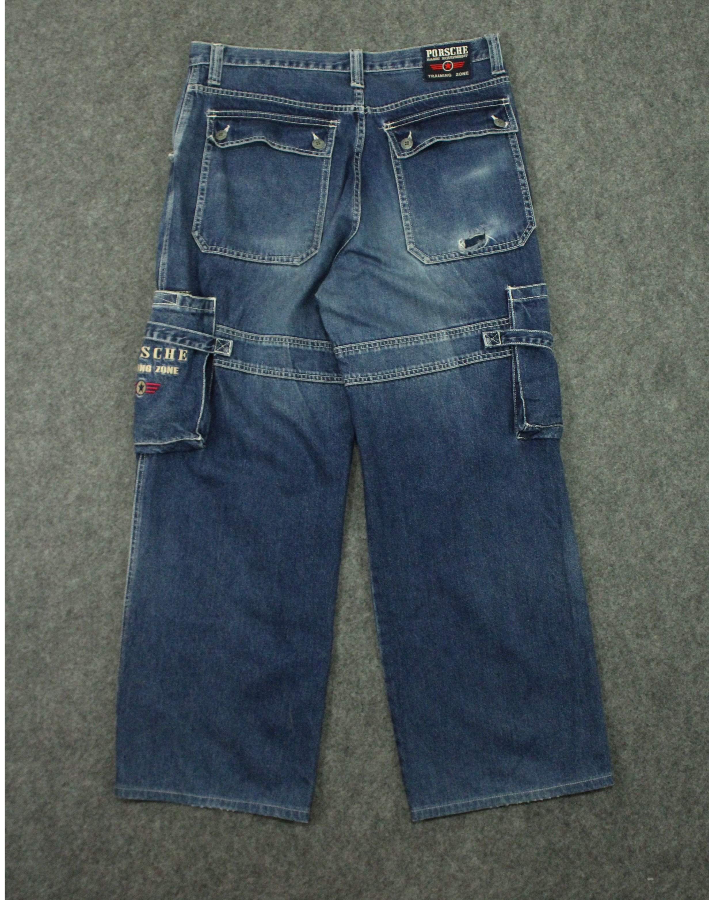 Vintage Vintage PORSCHE DENIM Cargo Bondage Distressed Baggy Size US 36 / EU 52 - 16 Thumbnail