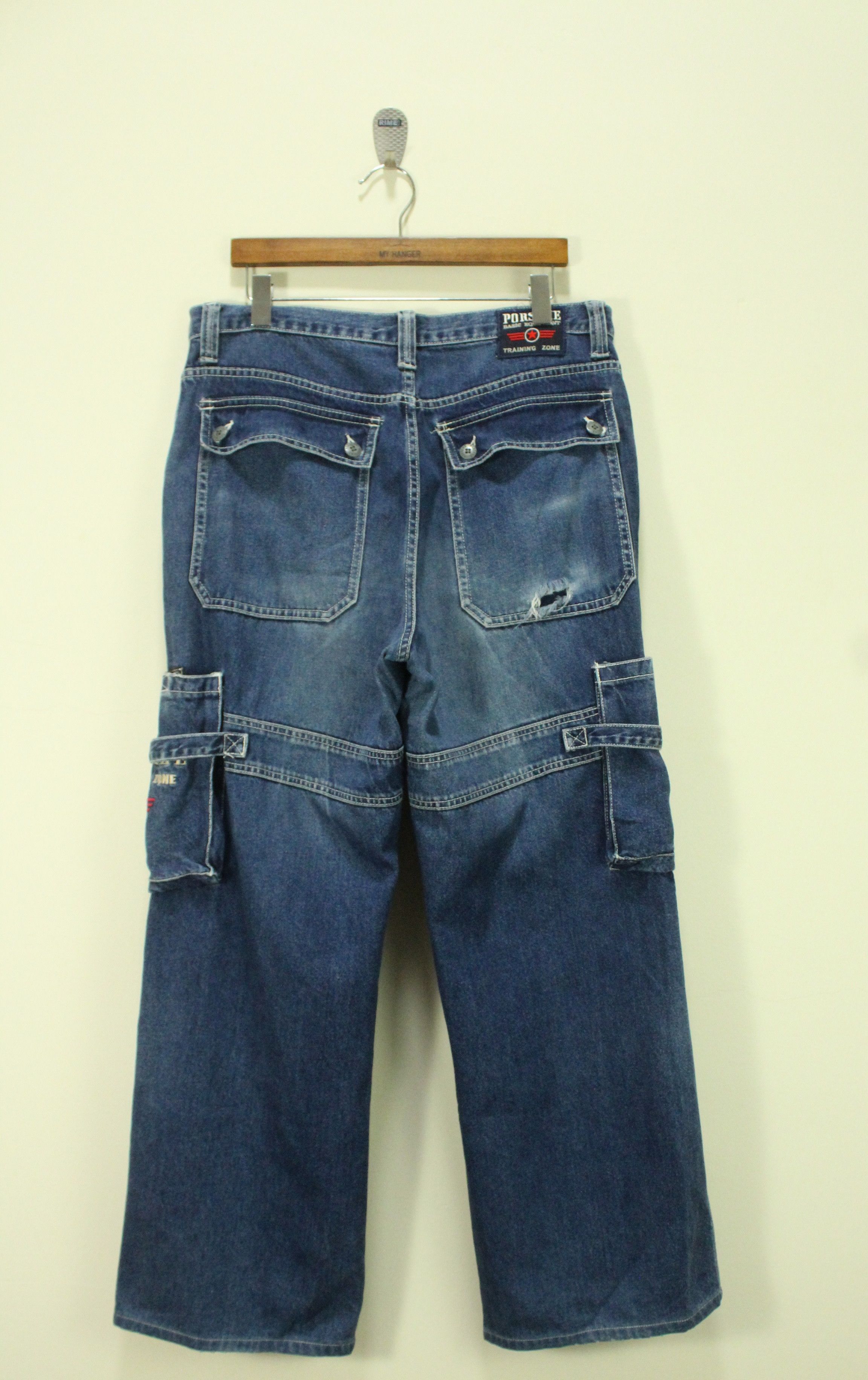 Vintage Vintage PORSCHE DENIM Cargo Bondage Distressed Baggy Size US 36 / EU 52 - 9 Thumbnail