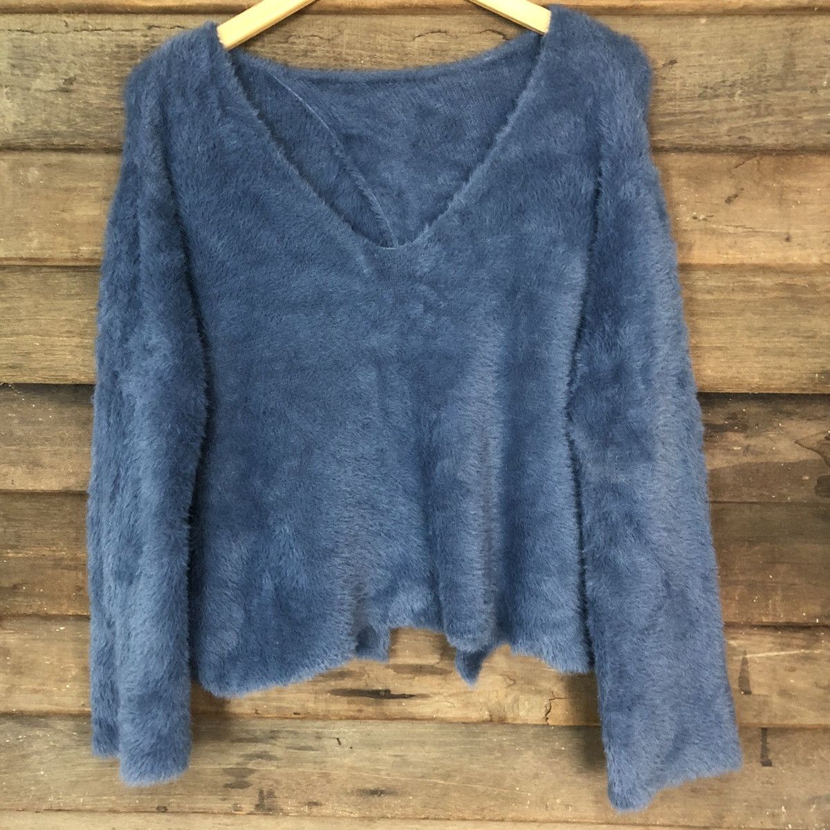 Homespun Knitwear × Japanese Brand KBF Blue Shag Shaggy Fur Mohair Knitwear #811 Size 3XL / US 20-22 - 3 Thumbnail