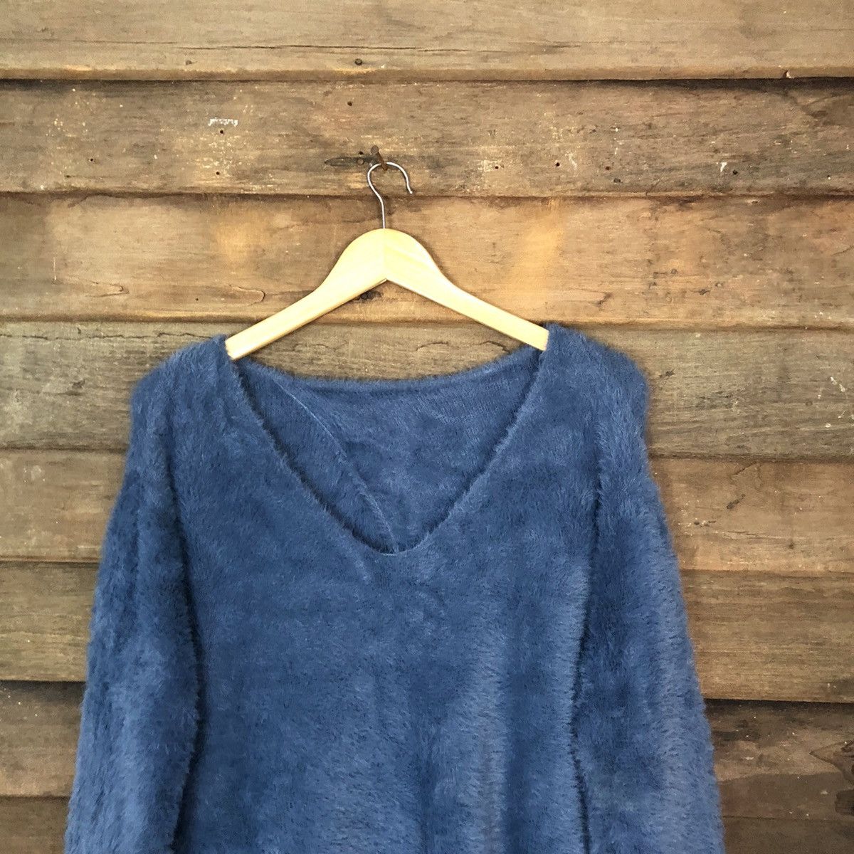 Homespun Knitwear × Japanese Brand KBF Blue Shag Shaggy Fur Mohair Knitwear #811 Size 3XL / US 20-22 - 2 Thumbnail