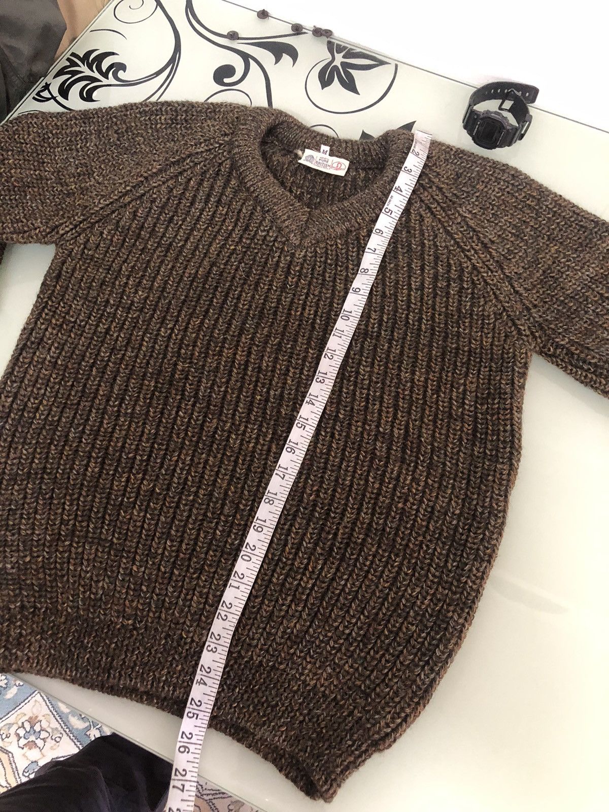 Handmade Vintage British Wool Minimalist Cable Knit Sweater Size US M / EU 48-50 / 2 - 20 Thumbnail