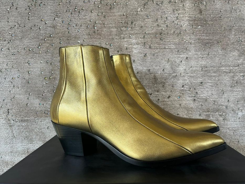 Saint Laurent Paris Finn 60 Crop Zip Boots in Gold | Grailed