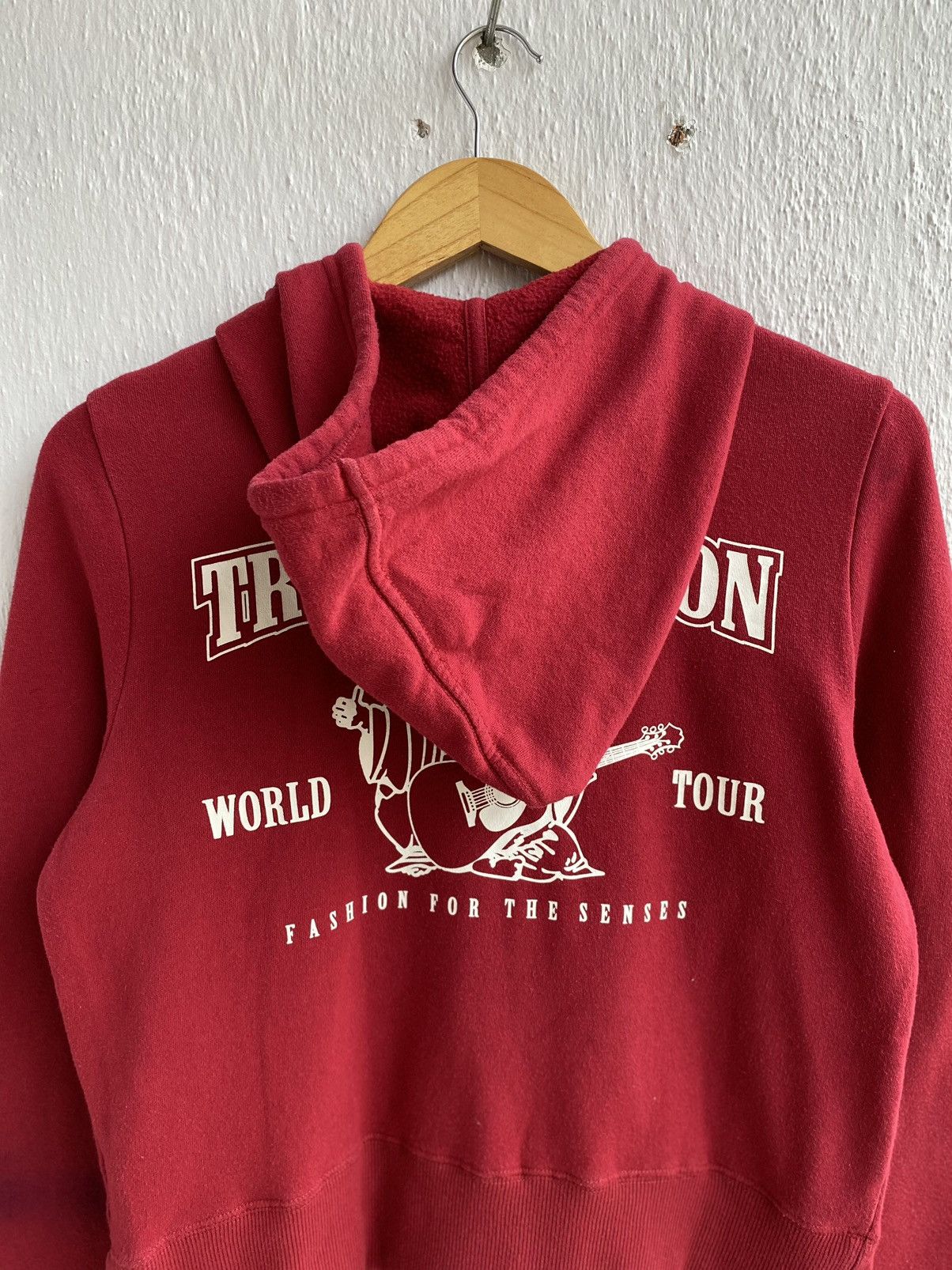 True Religion Hoodie Red Zip Up Buddha Logo