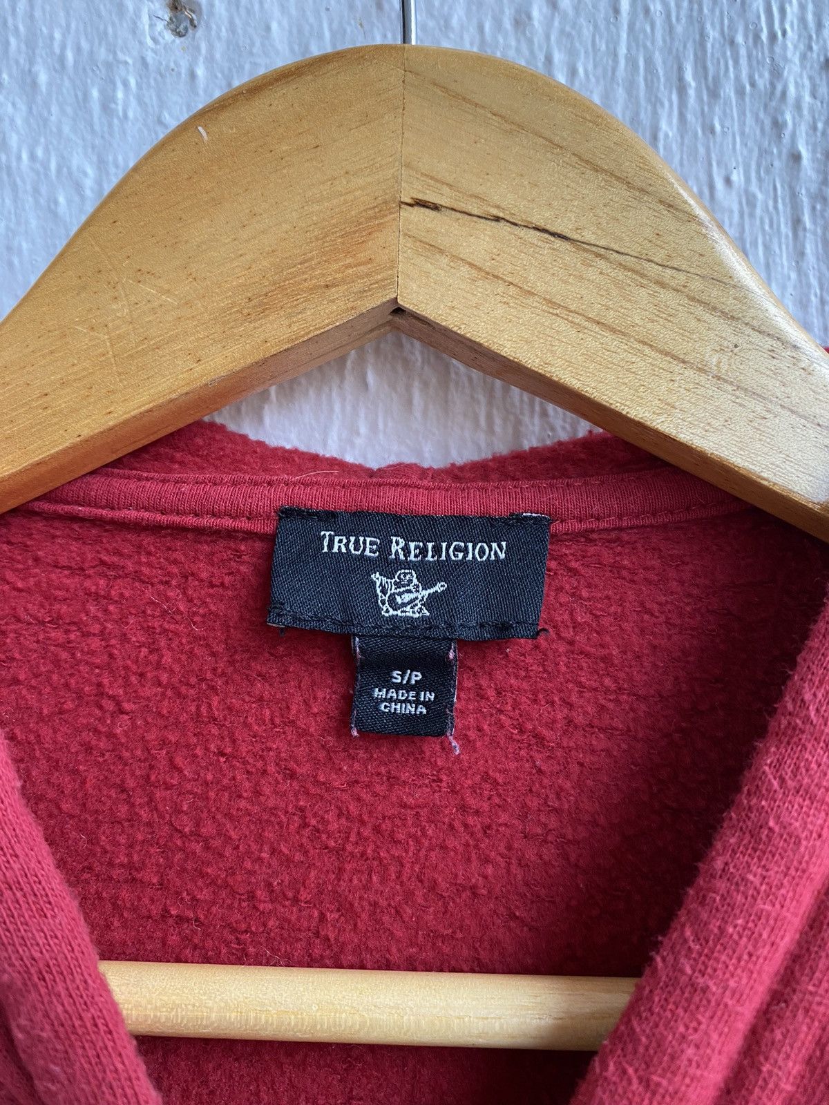 True Religion Hoodie Red Zip Up Buddha Logo