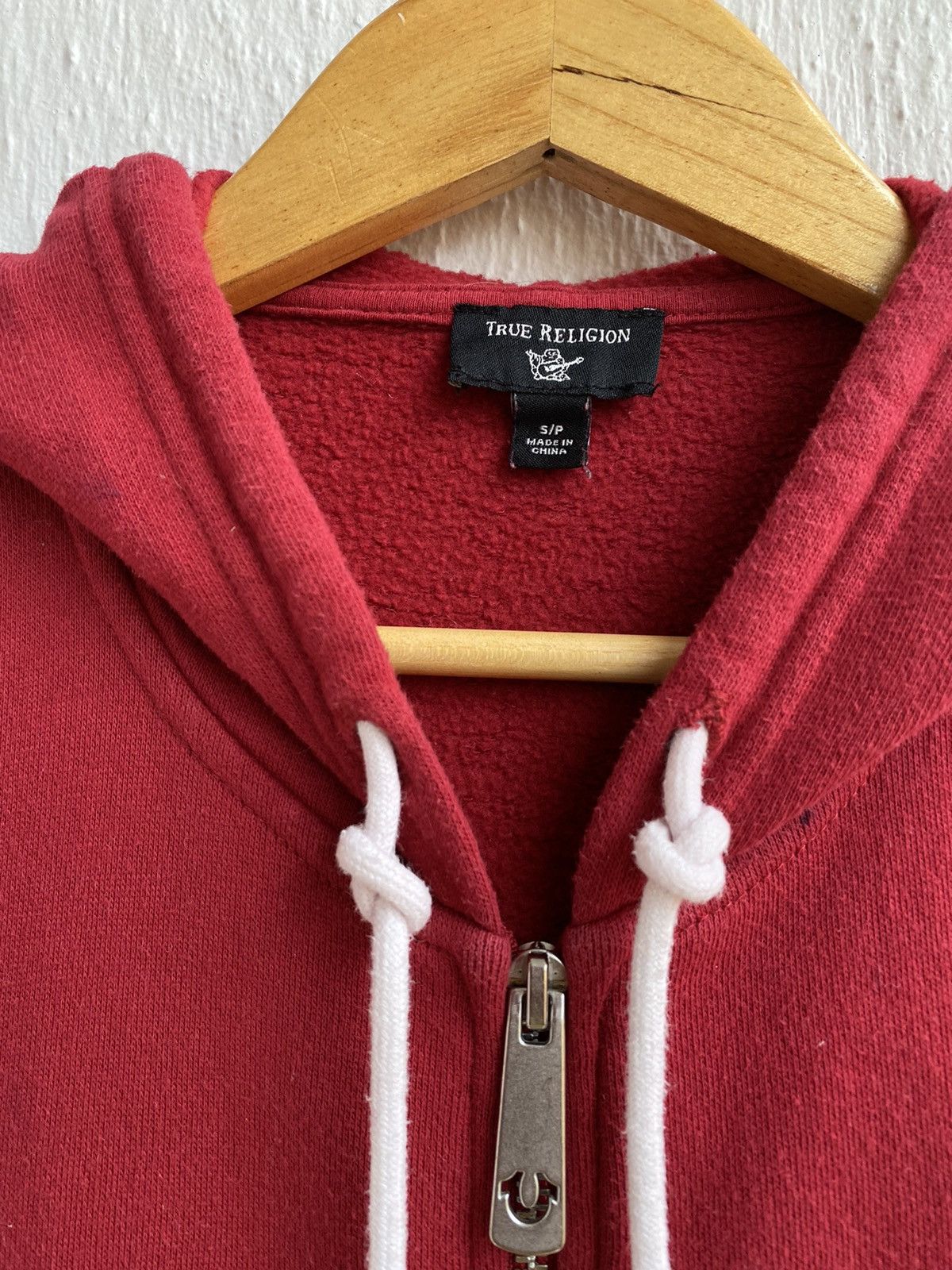 True Religion Hoodie Red Zip Up Buddha Logo