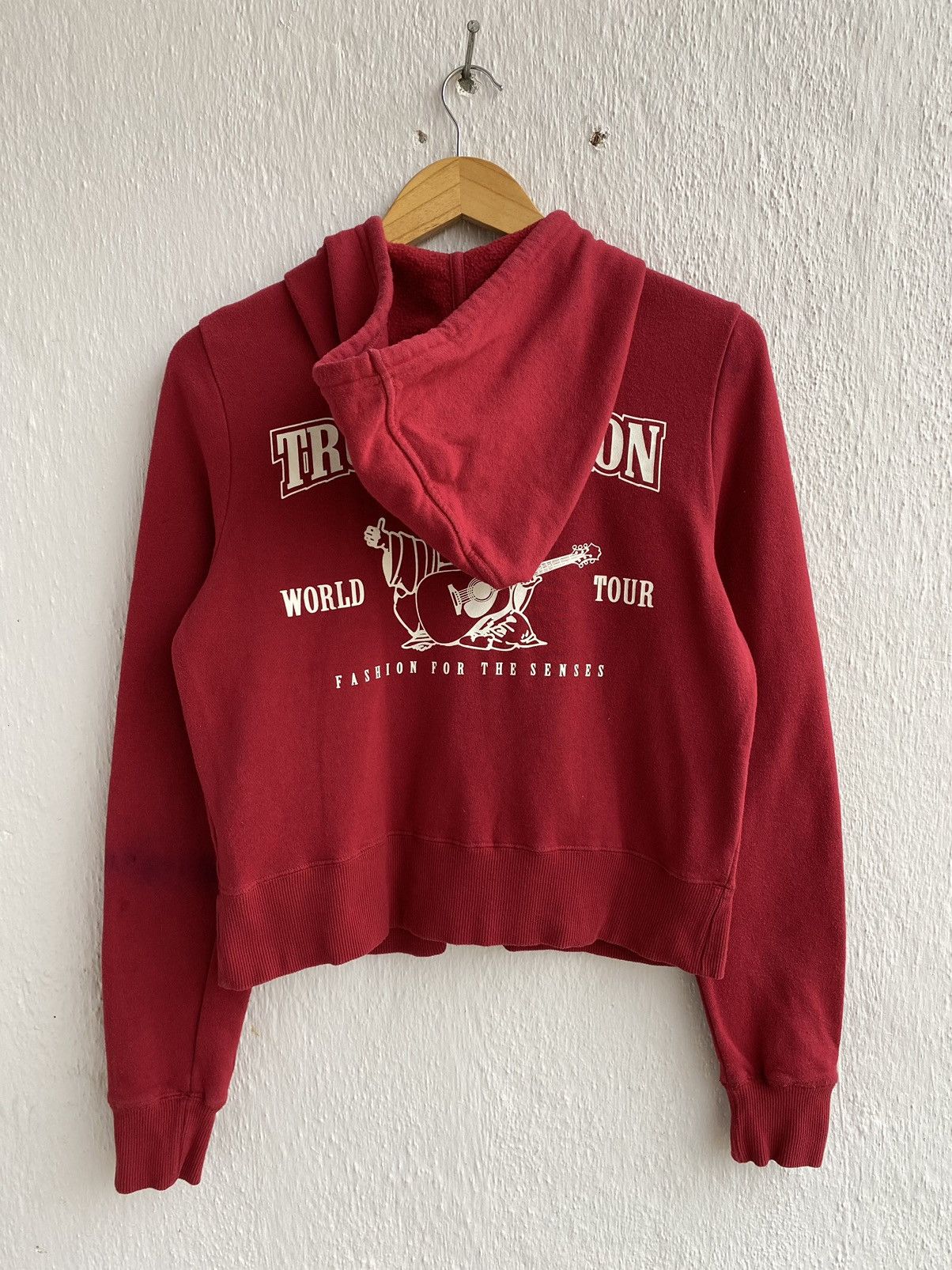 True Religion Hoodie Red Zip Up Buddha Logo