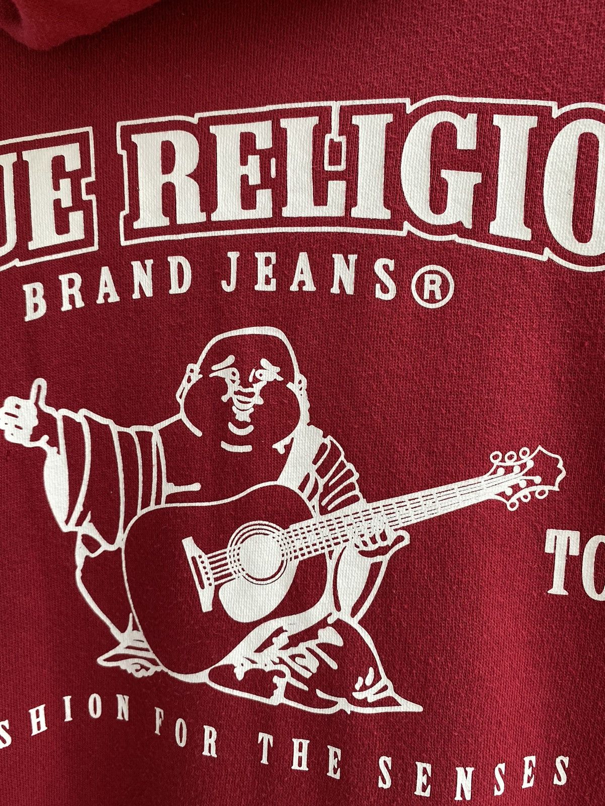 True Religion Hoodie Red Zip Up Buddha Logo