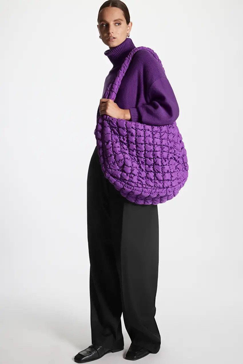 【COS】 Quilted Oversized Shoulder Bag : Purple Purple) Cos Quilted Oversized Shoulder Bag