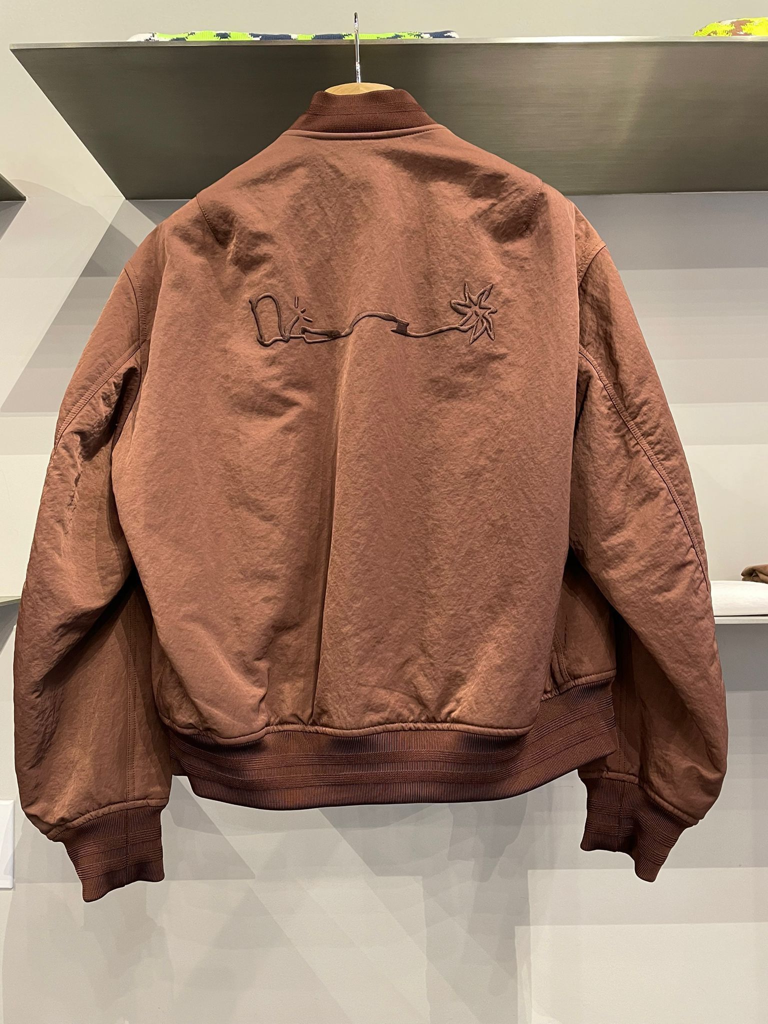 image of Travis X Dior Embroidered Bomber Jacket In Brown, Men's (Size Medium)