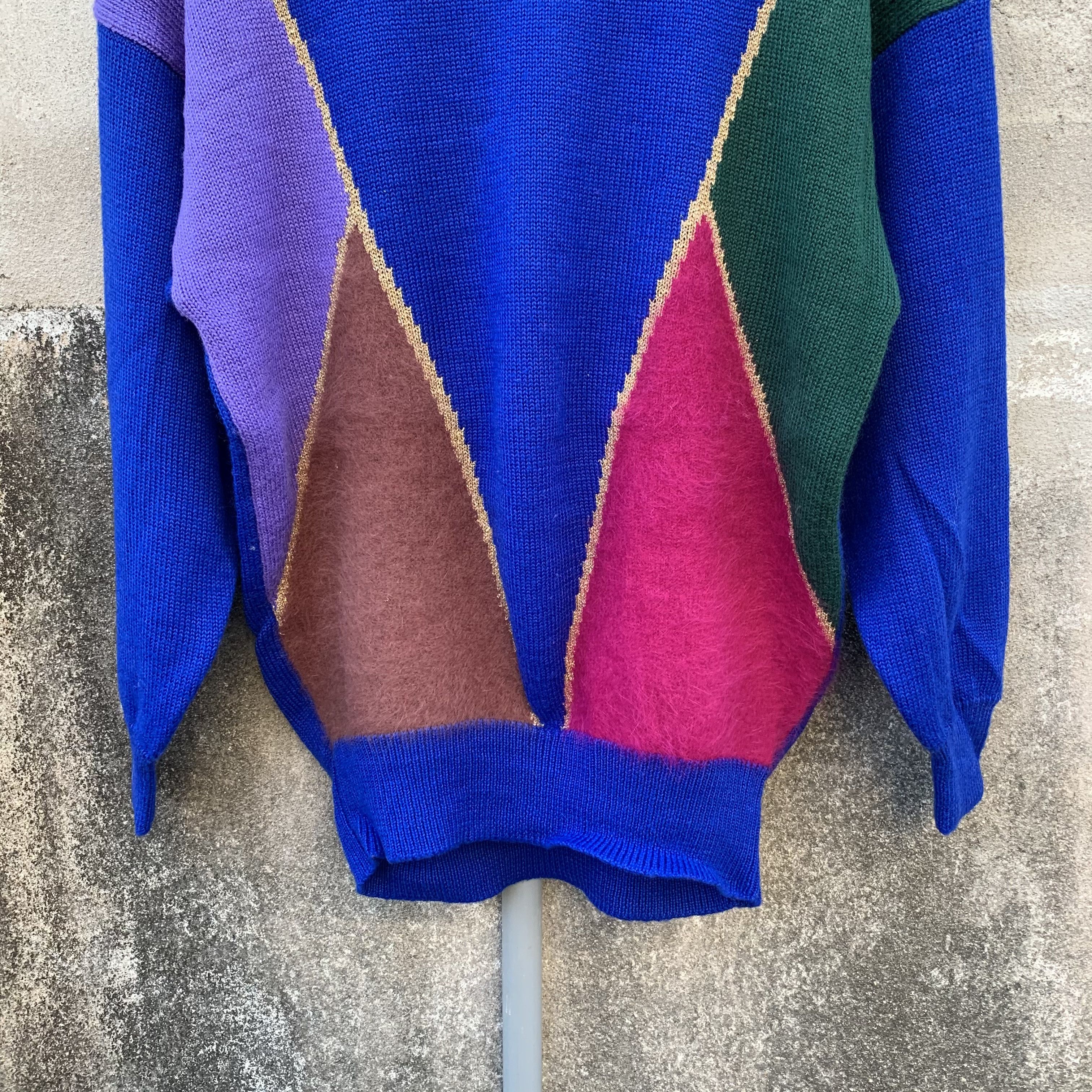 RENOWN JAPANESE VINTAGE Knit Pullover Jumper DiamondPattern Sweater Size US S / EU 44-46 / 1 - 3 Thumbnail