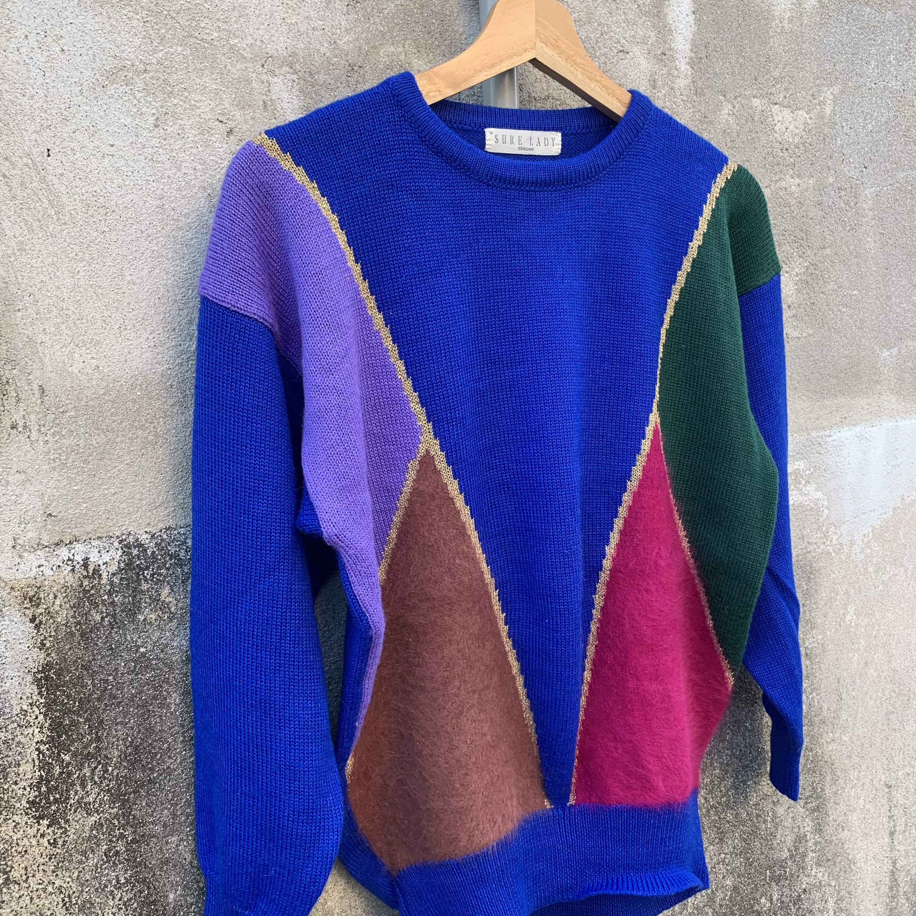 RENOWN JAPANESE VINTAGE Knit Pullover Jumper DiamondPattern Sweater Size US S / EU 44-46 / 1 - 4 Thumbnail
