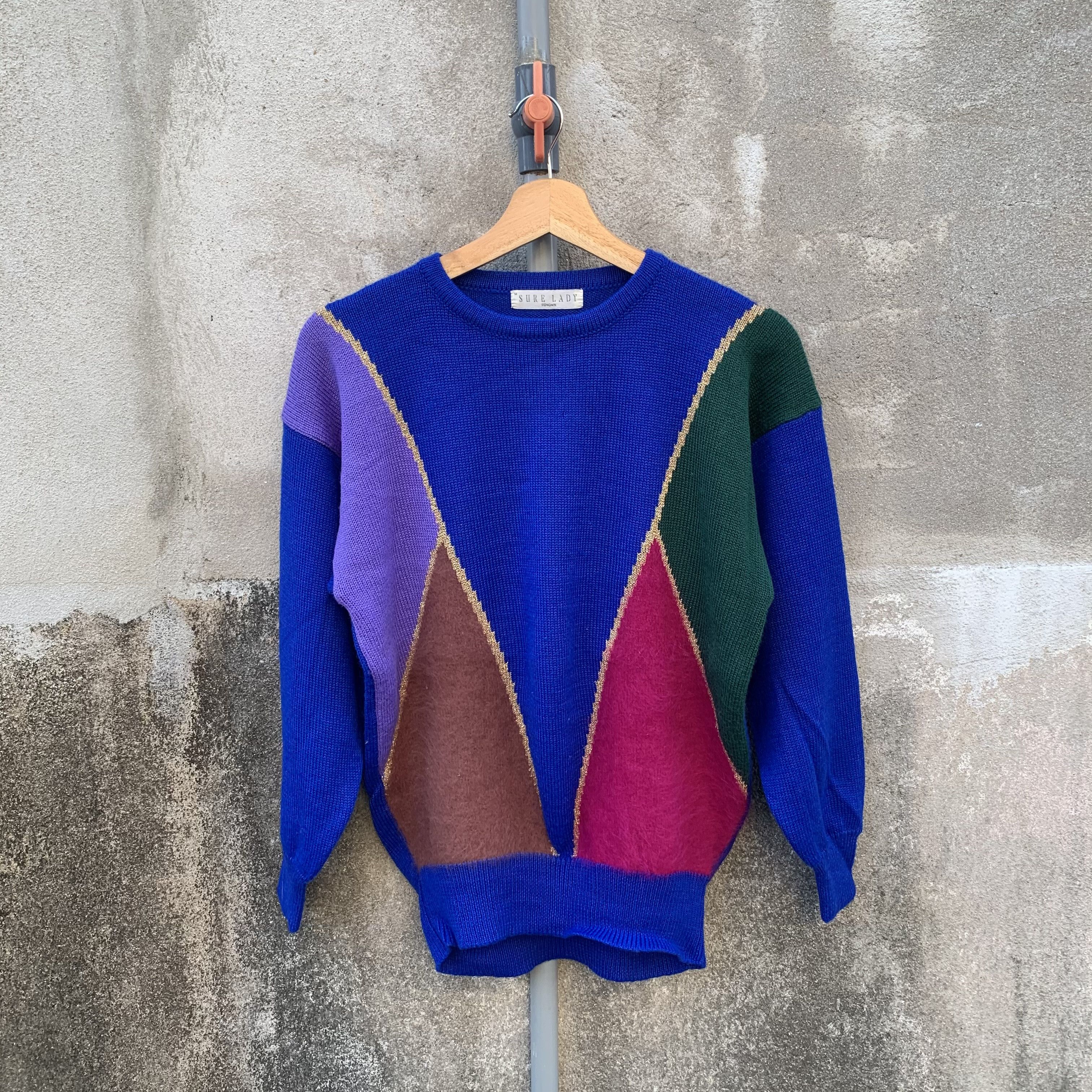 JAPANESE VINTAGE Knit Pullover Jumper DiamondPattern Sweater