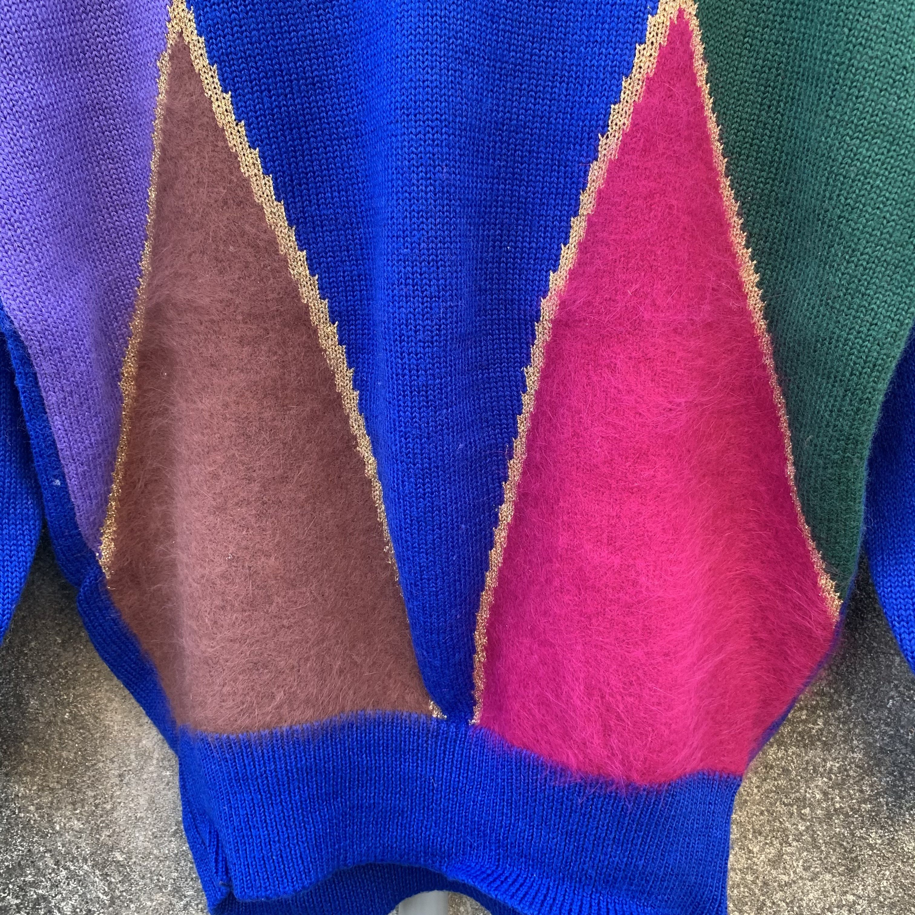 RENOWN JAPANESE VINTAGE Knit Pullover Jumper DiamondPattern Sweater Size US S / EU 44-46 / 1 - 6 Thumbnail
