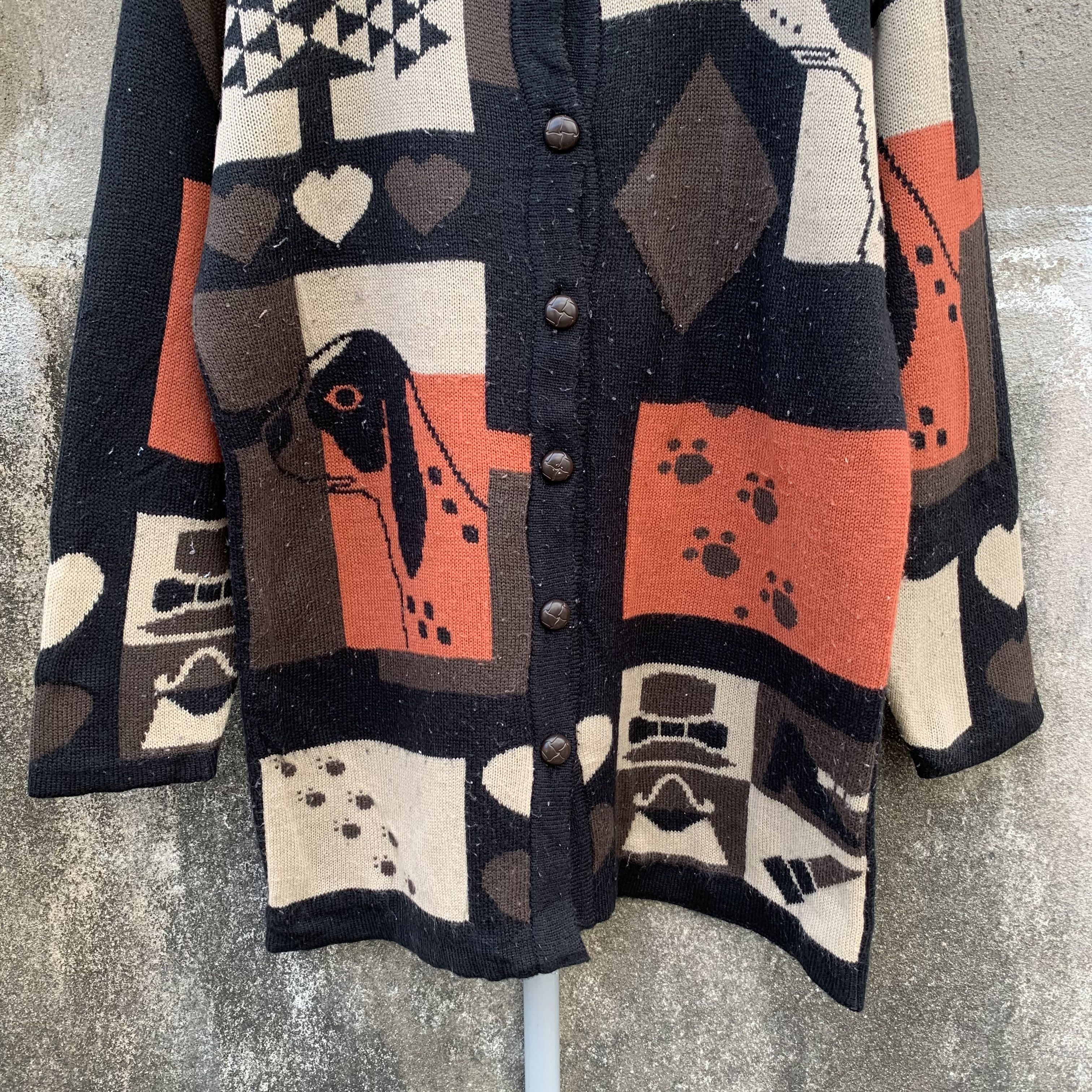 Tornado Mart VINTAGE JPN VERY RARE Knit Jumper Art Baggy Cardigan Sweater Size M / US 6-8 / IT 42-44 - 3 Thumbnail