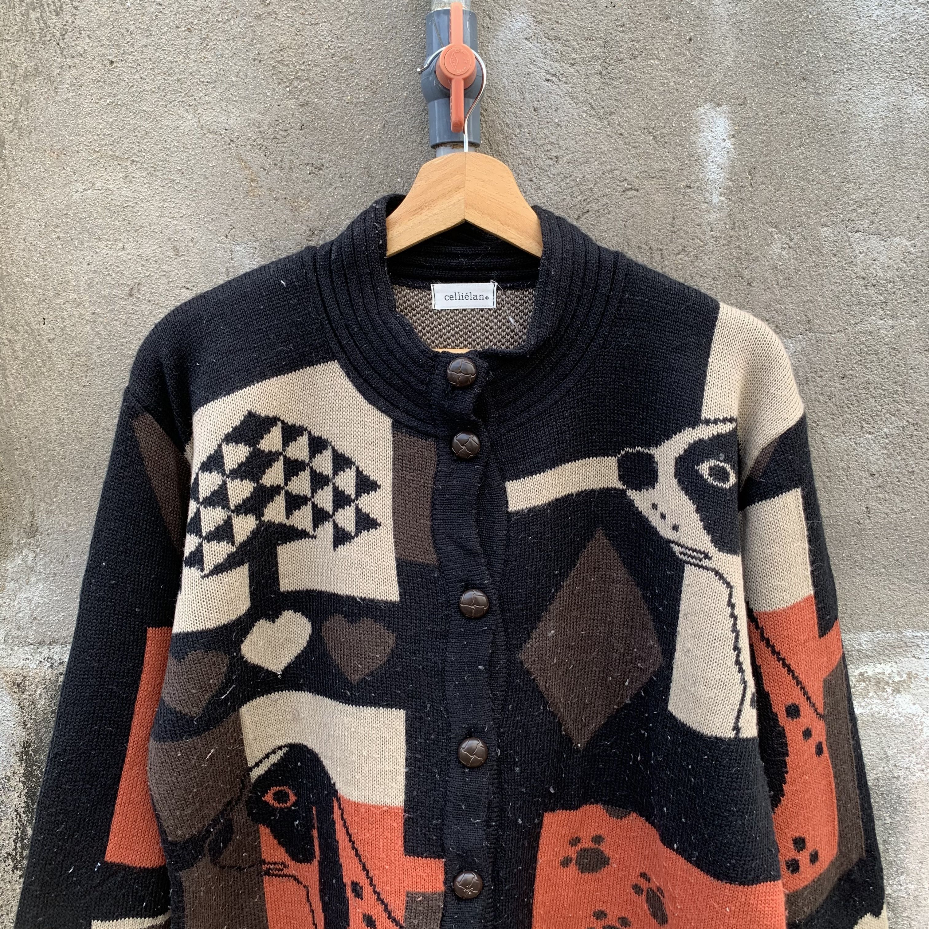 Tornado Mart VINTAGE JPN VERY RARE Knit Jumper Art Baggy Cardigan Sweater Size M / US 6-8 / IT 42-44 - 2 Thumbnail