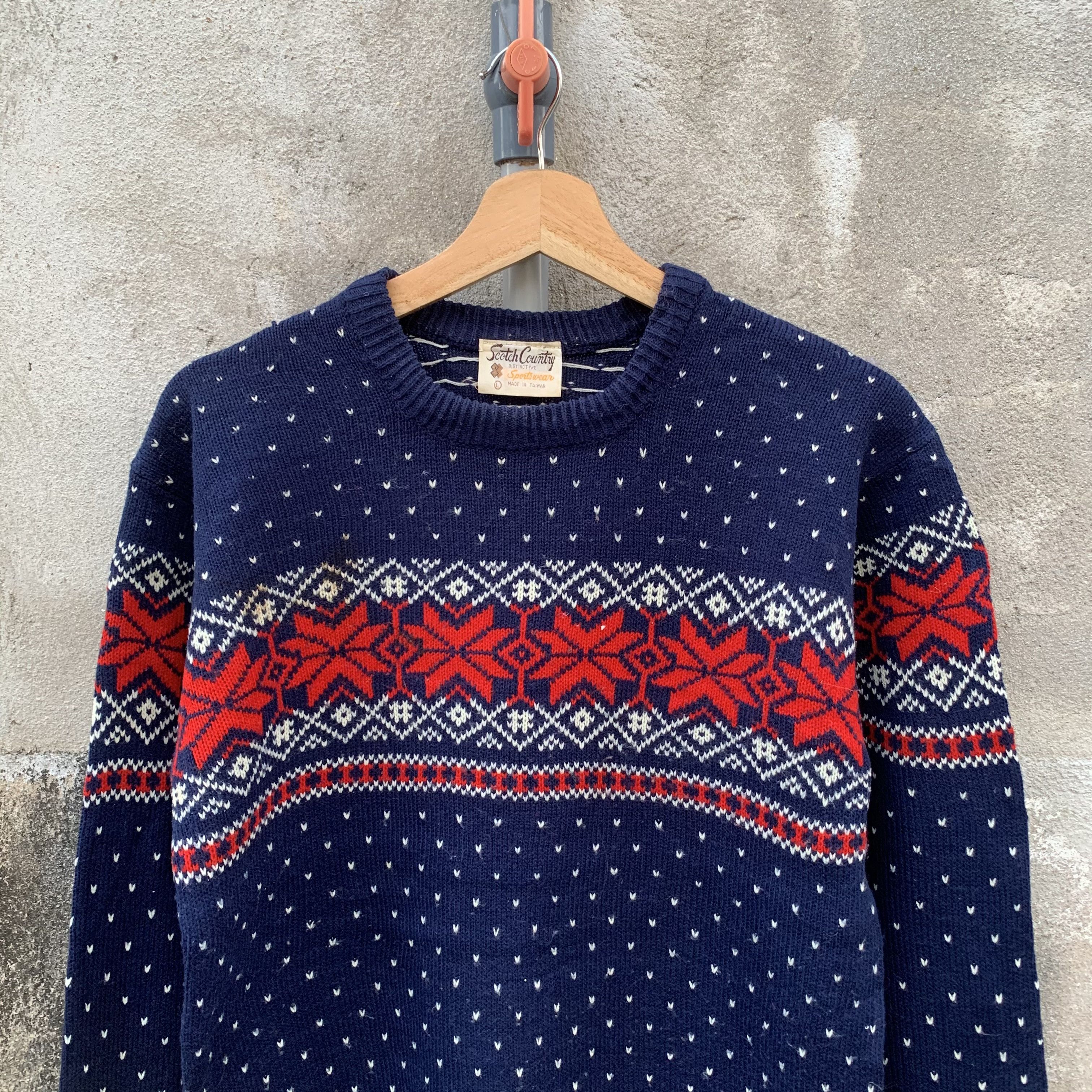 Japanese Brand 1990’s Vtg Scotch House Knit Tribal Pattern Jumper Sweater Size US M / EU 48-50 / 2 - 2 Thumbnail