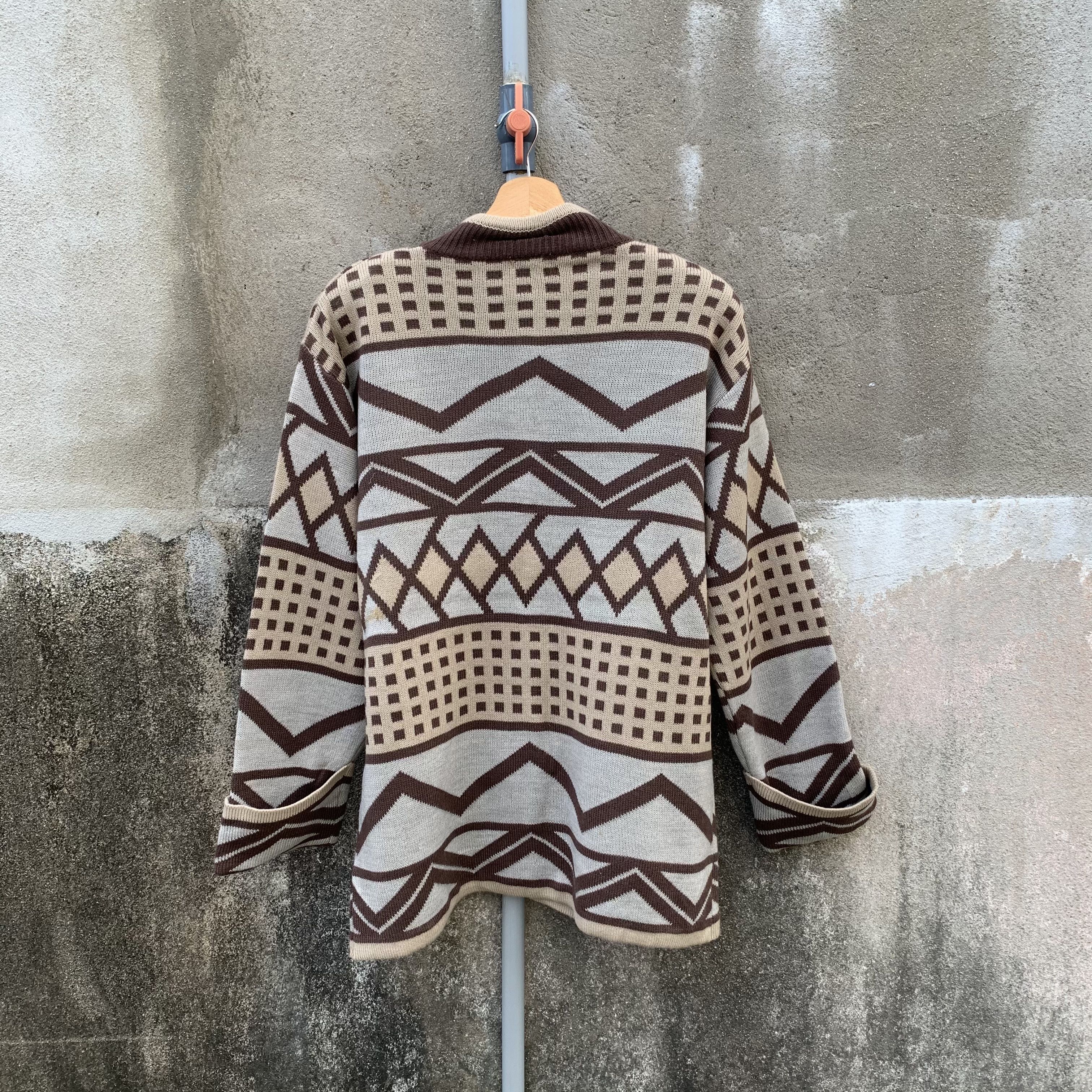 Japanese Brand Mimosalip Chevlon Pattern Baggy Japanese RARE Cardigan Size L / US 10 / IT 46 - 8 Thumbnail