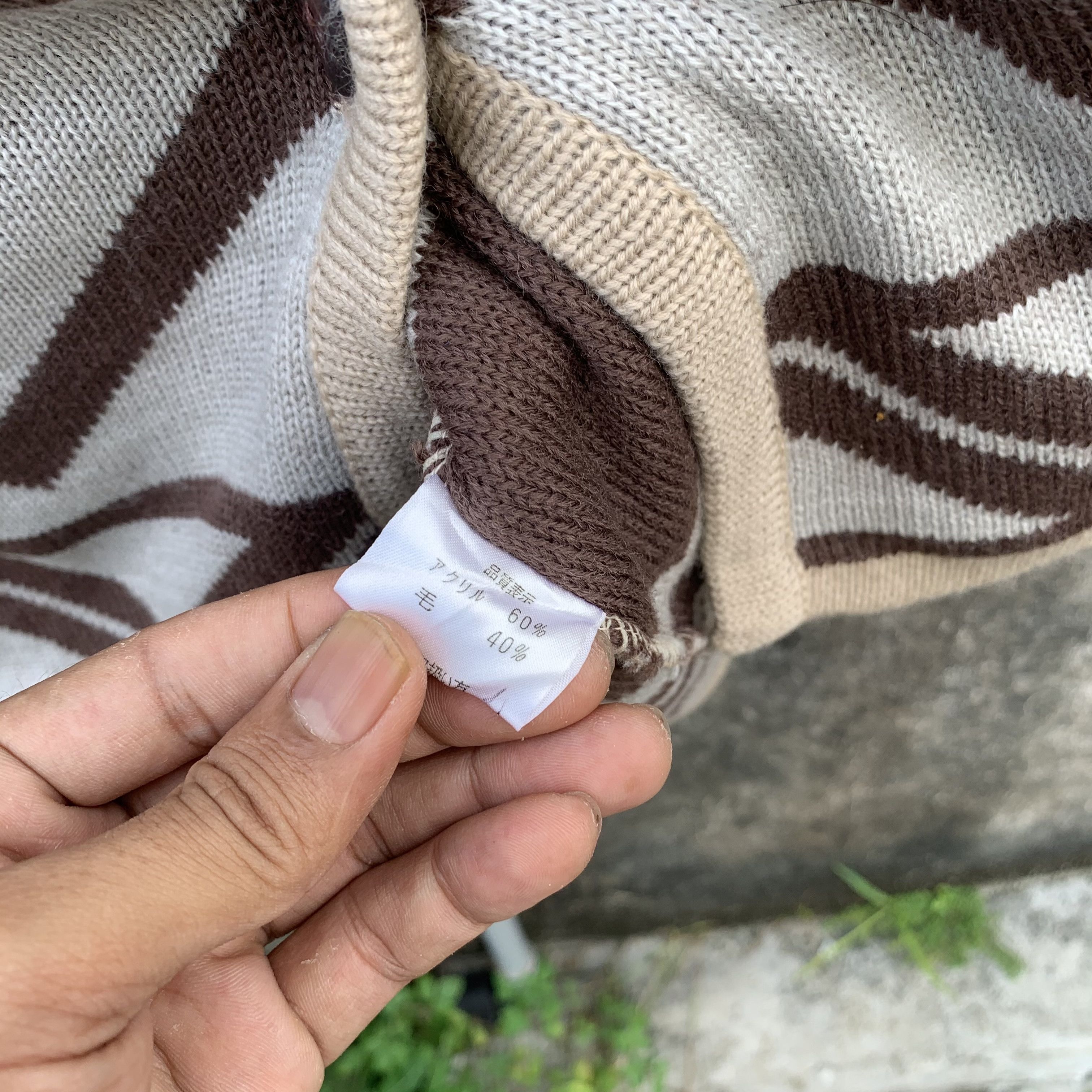 Japanese Brand Mimosalip Chevlon Pattern Baggy Japanese RARE Cardigan Size L / US 10 / IT 46 - 6 Thumbnail