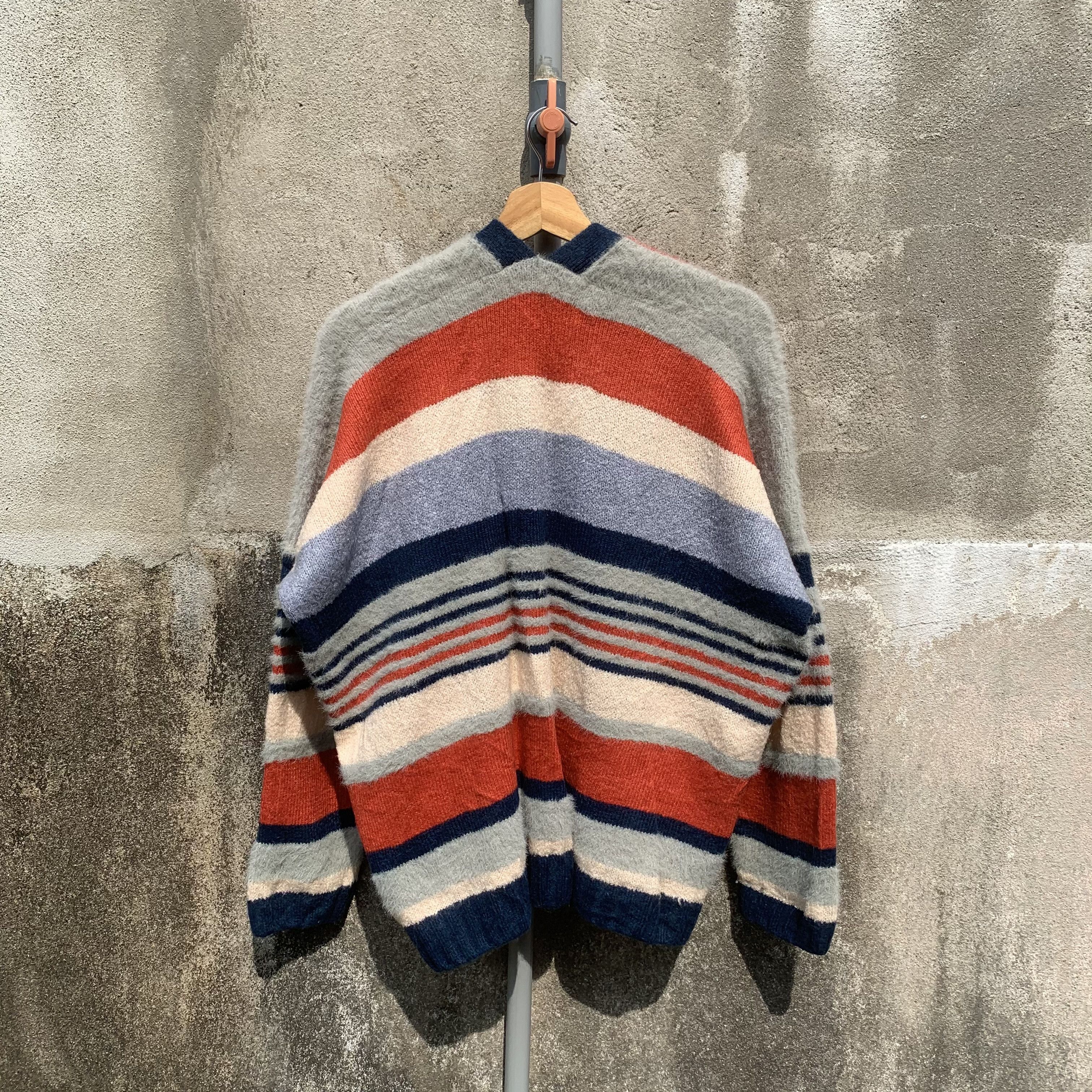Japanese Brand ‼️ RARE💥 Striped Fur Japanese Vintage Cardigan Open Sweater Size L / US 10 / IT 46 - 7 Thumbnail