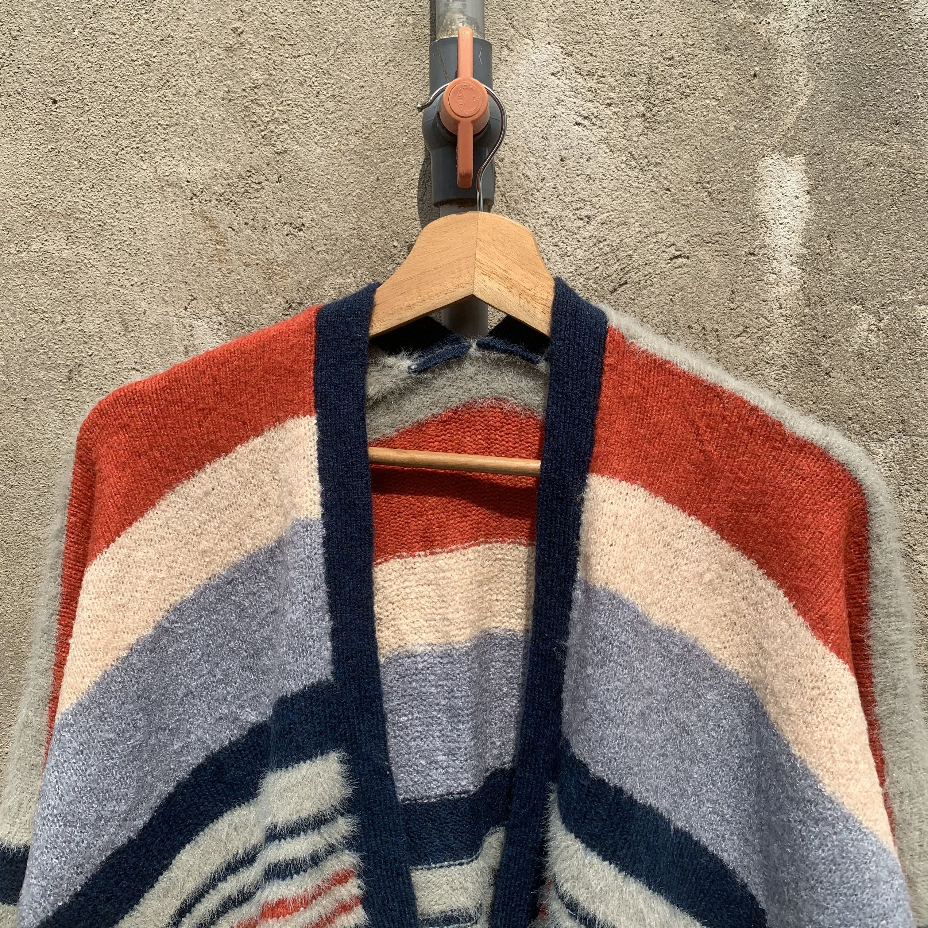 Japanese Brand ‼️ RARE💥 Striped Fur Japanese Vintage Cardigan Open Sweater Size L / US 10 / IT 46 - 2 Thumbnail