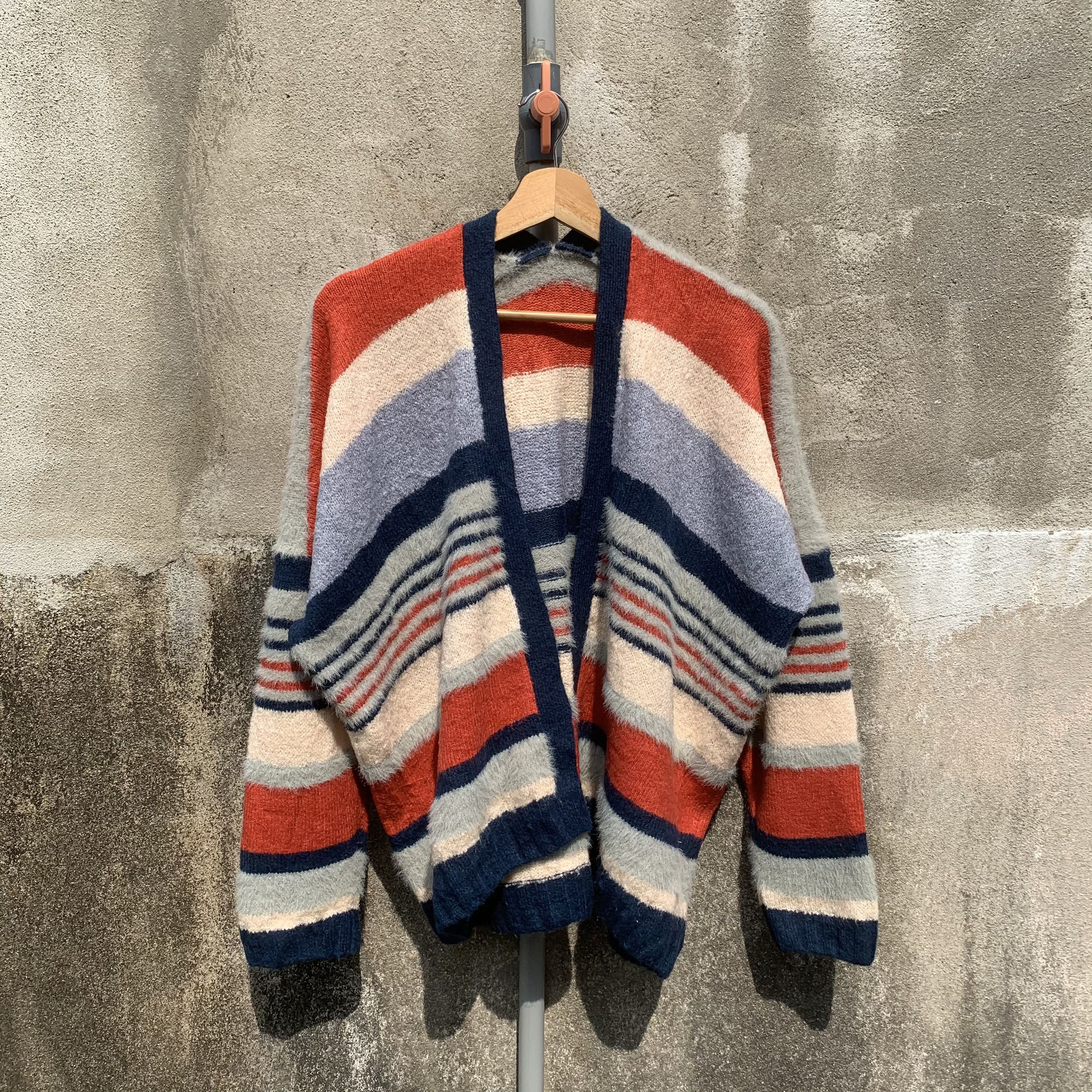 Japanese Brand ‼️ RARE💥 Striped Fur Japanese Vintage Cardigan Open Sweater Size L / US 10 / IT 46 - 1 Thumbnail