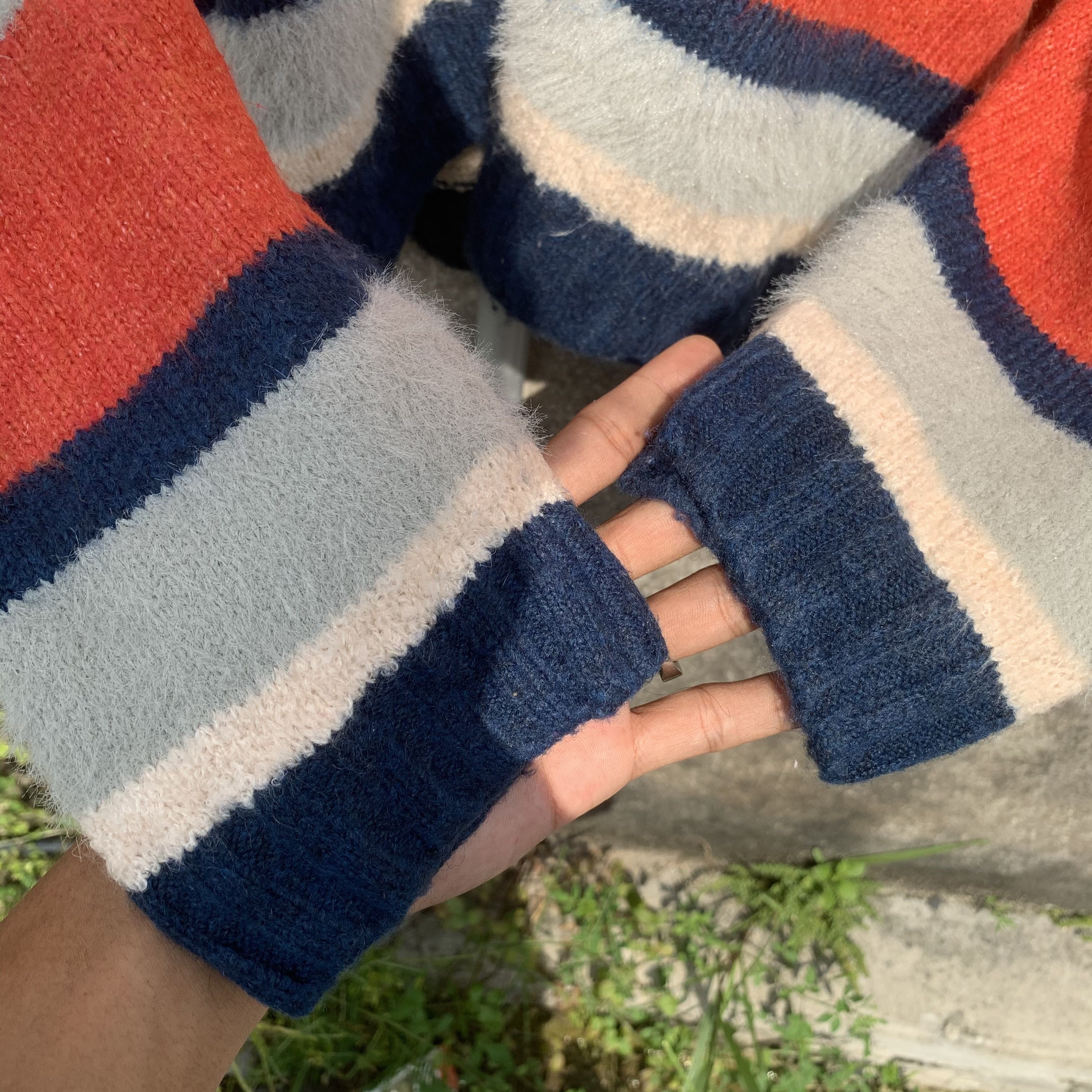 Japanese Brand ‼️ RARE💥 Striped Fur Japanese Vintage Cardigan Open Sweater Size L / US 10 / IT 46 - 6 Thumbnail