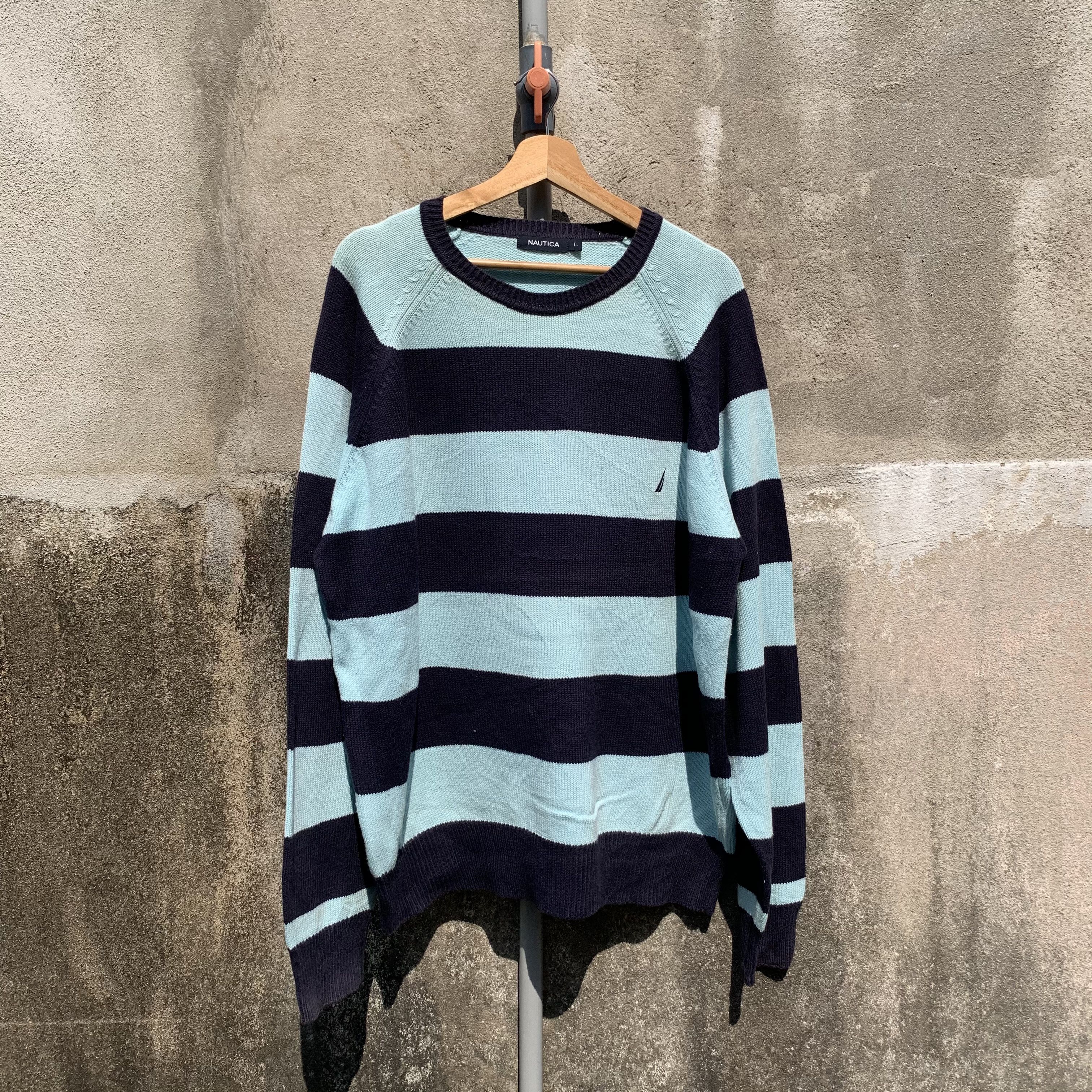 Vintage Nautica Knit Striped Jumper Japanese Baggy Sweater
