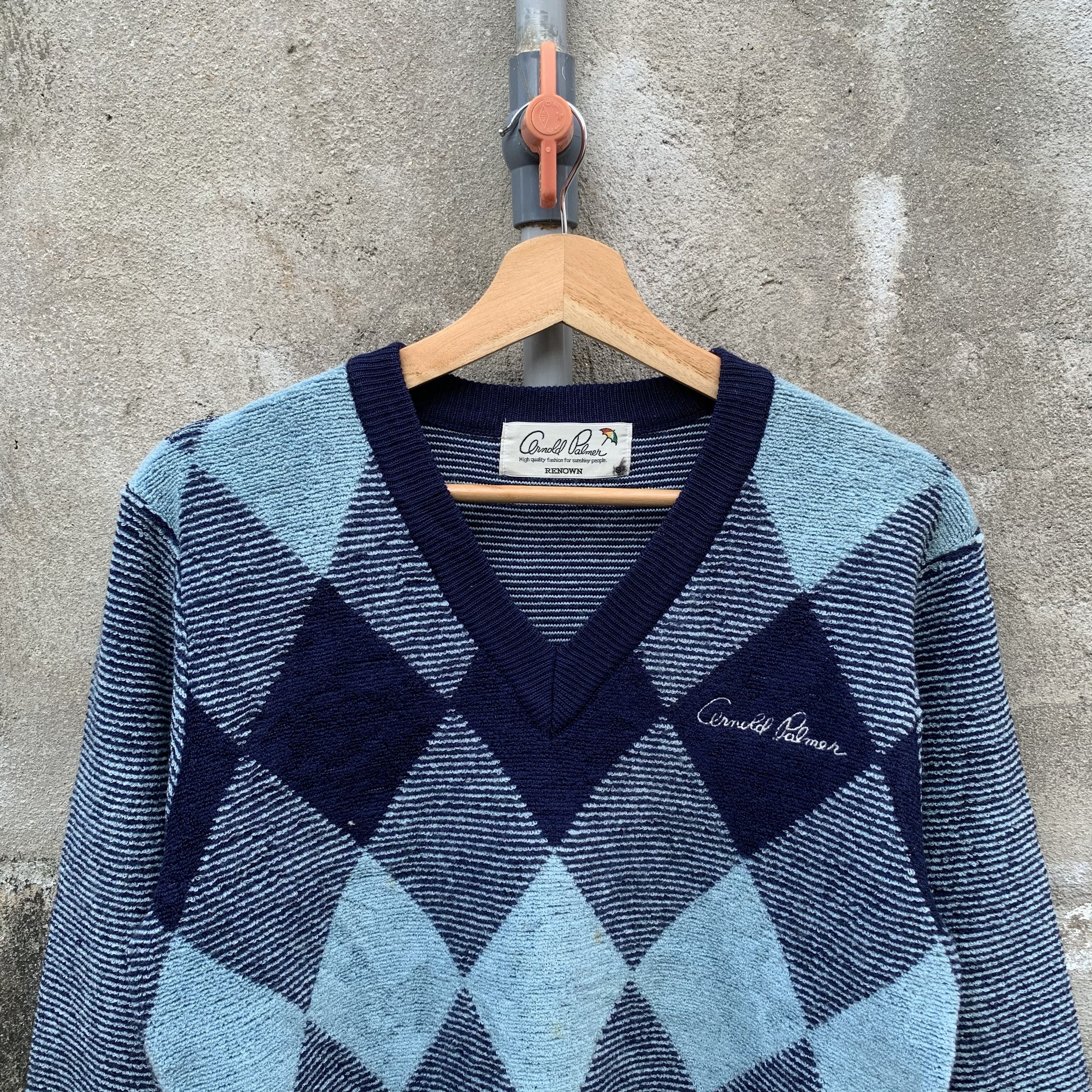 Aran Isles Knitwear Vintage Arnold Palmer Knit VNeck VERY RARE Diamond Sweater Size US S / EU 44-46 / 1 - 2 Thumbnail